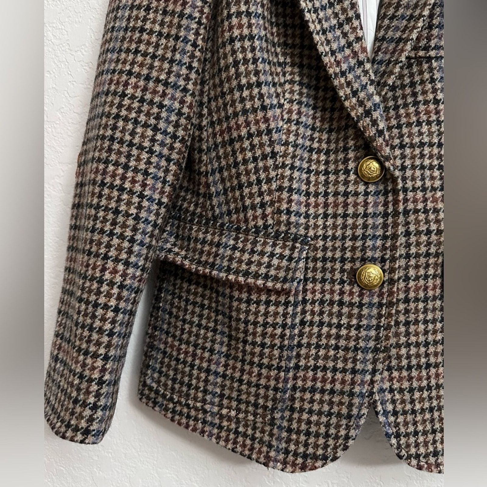 J.Crew J. Crew Rhodes Wool Brown Houndstooth Blazer Size 4 Size S / US 4 / IT 40 - 4 Thumbnail