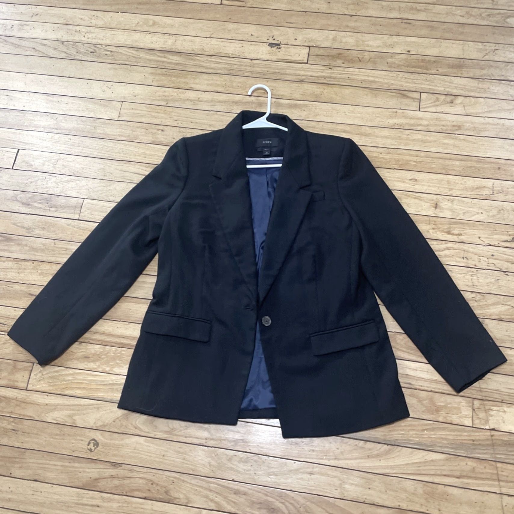 J.Crew J.CREW Willa Single-Breasted Blazer Women 12 Black Notch Suit Jacket Wool Blend Blazer - Classic, Office Career Professional, Regular Size 12 Womens Size XL / US 12-14 / IT 48-50 - 6 Thumbnail