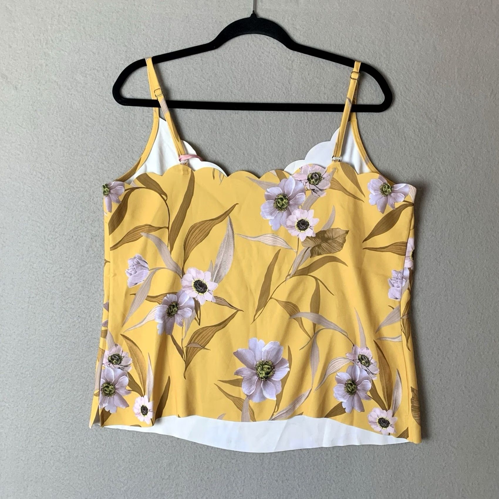Ted Baker Ted Baker Top Womens Size 5 Yellow Floral Cabana Printed Cami Scalloped Size S / US 4 / IT 40 - 3 Thumbnail