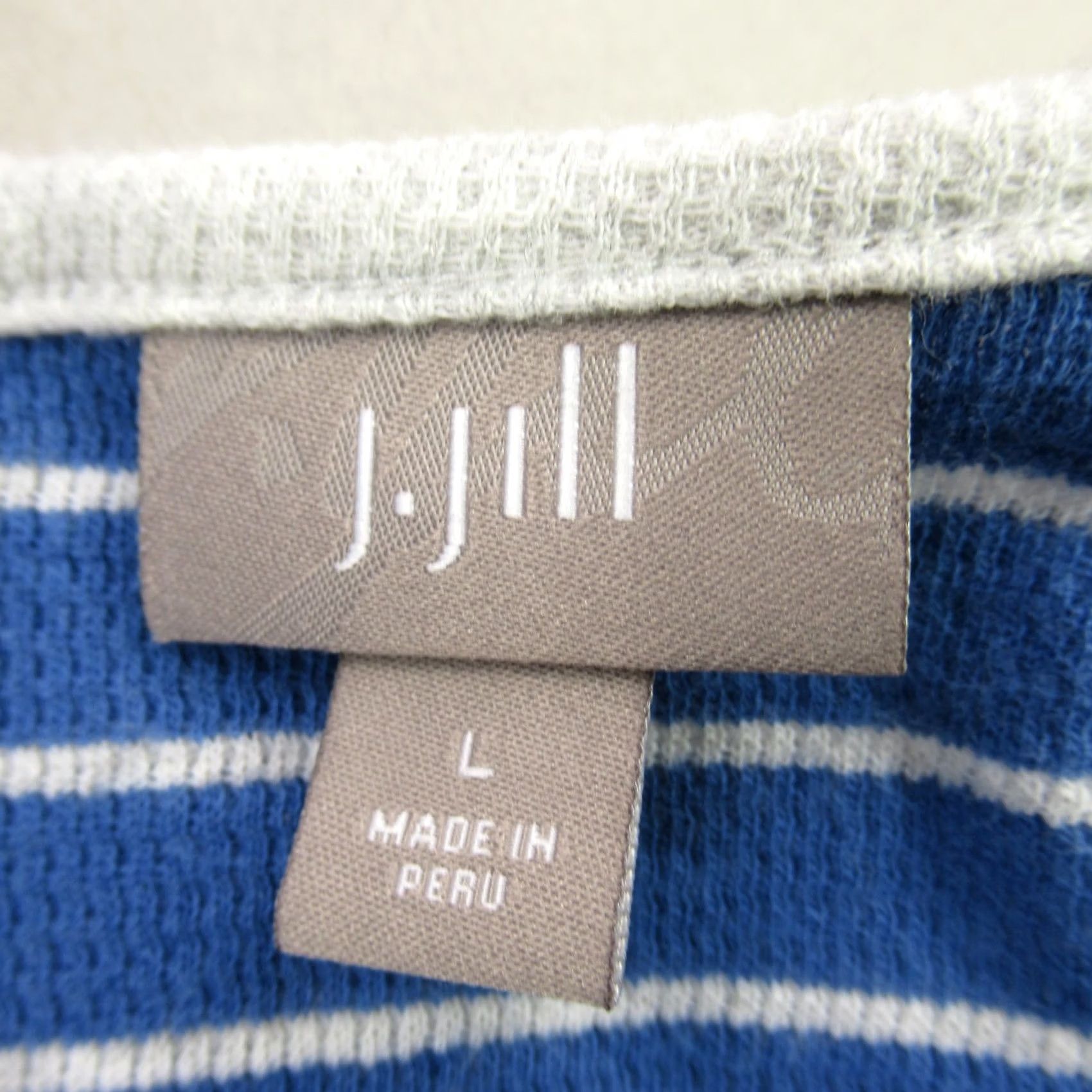 J. Jill J Jill Shirt Womens L Henley Stripes Buttons Blue Casual Shirt Size L / US 10 / IT 46 - 3 Thumbnail