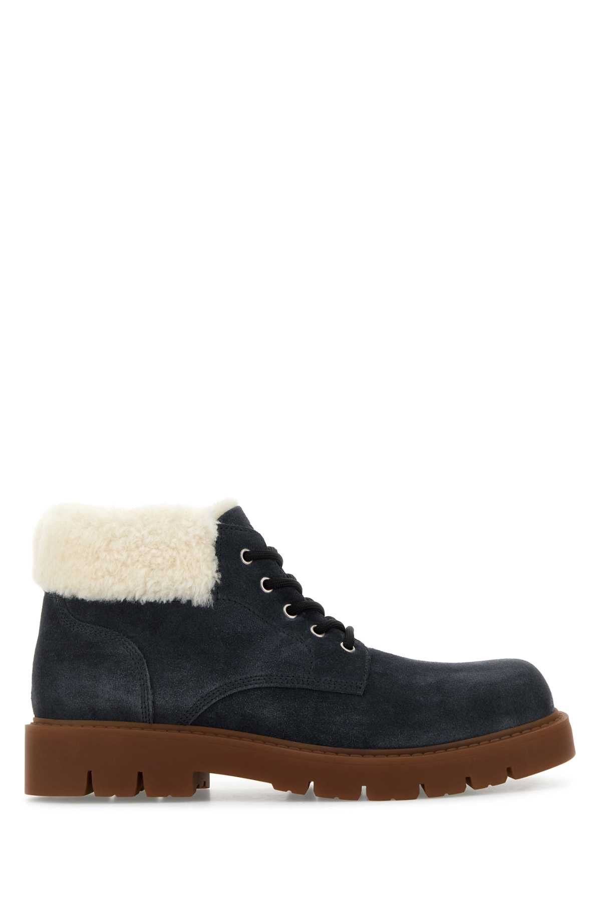 Bottega Veneta Denim Blue Suede Haddock Ankle Boots Size US 7 / EU 40 - 1 Thumbnail
