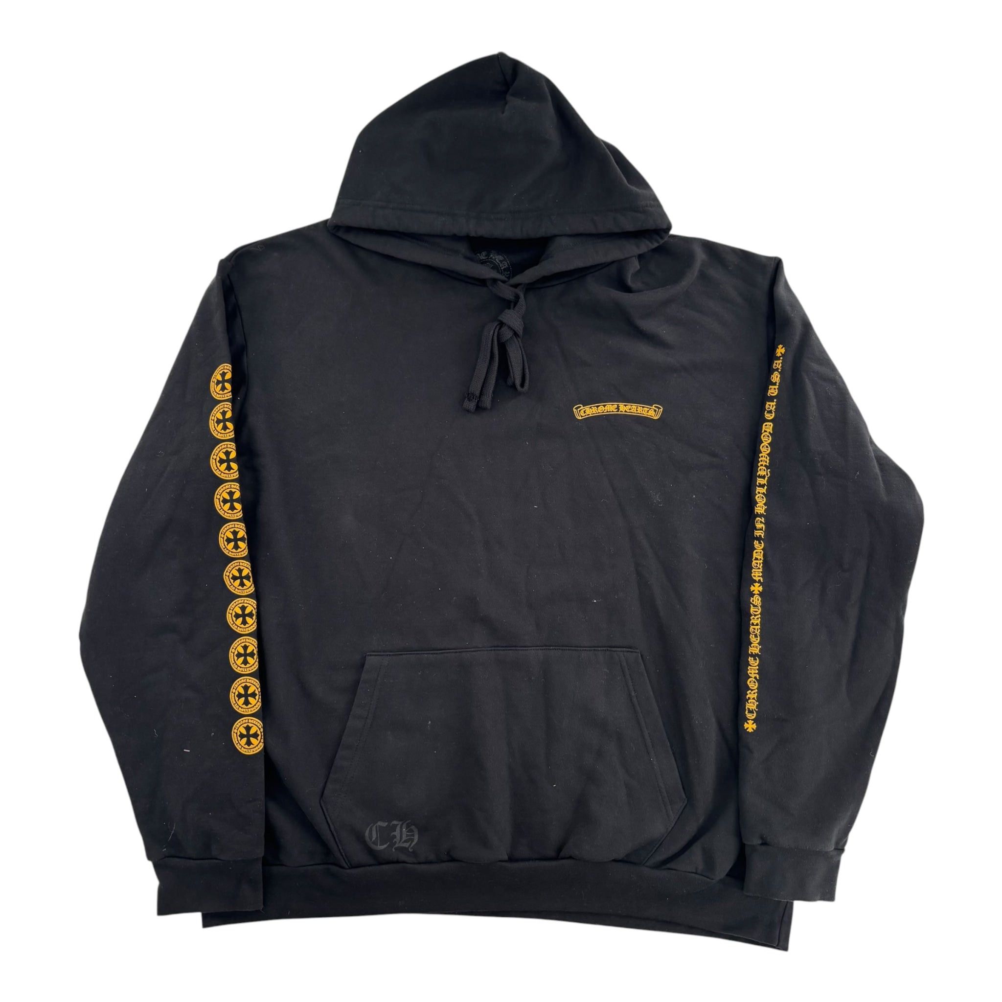 Chrome Hearts Hollywood Plus Logo Hoodie Black & Yellow Size US XXL / EU 58 / 5 - 1 Thumbnail