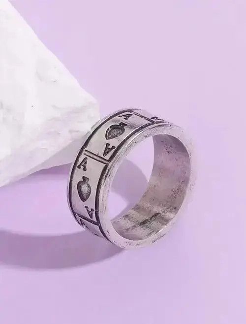Jewelry Vintage Ace Of Cards Ring in Silver, Men's