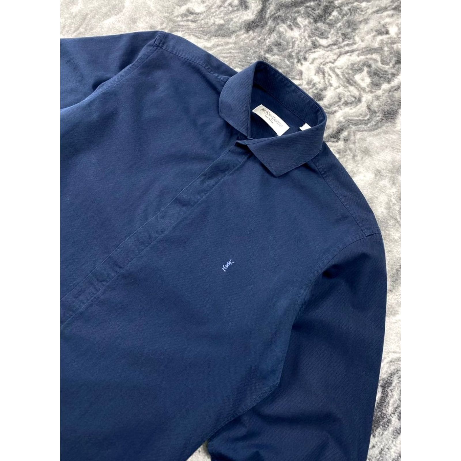Yves Saint Laurent VINTAGE Saint Laurent Shirt Collared Long Sleeve Men M Blue Button Size US M / EU 48-50 / 2 - 2 Thumbnail