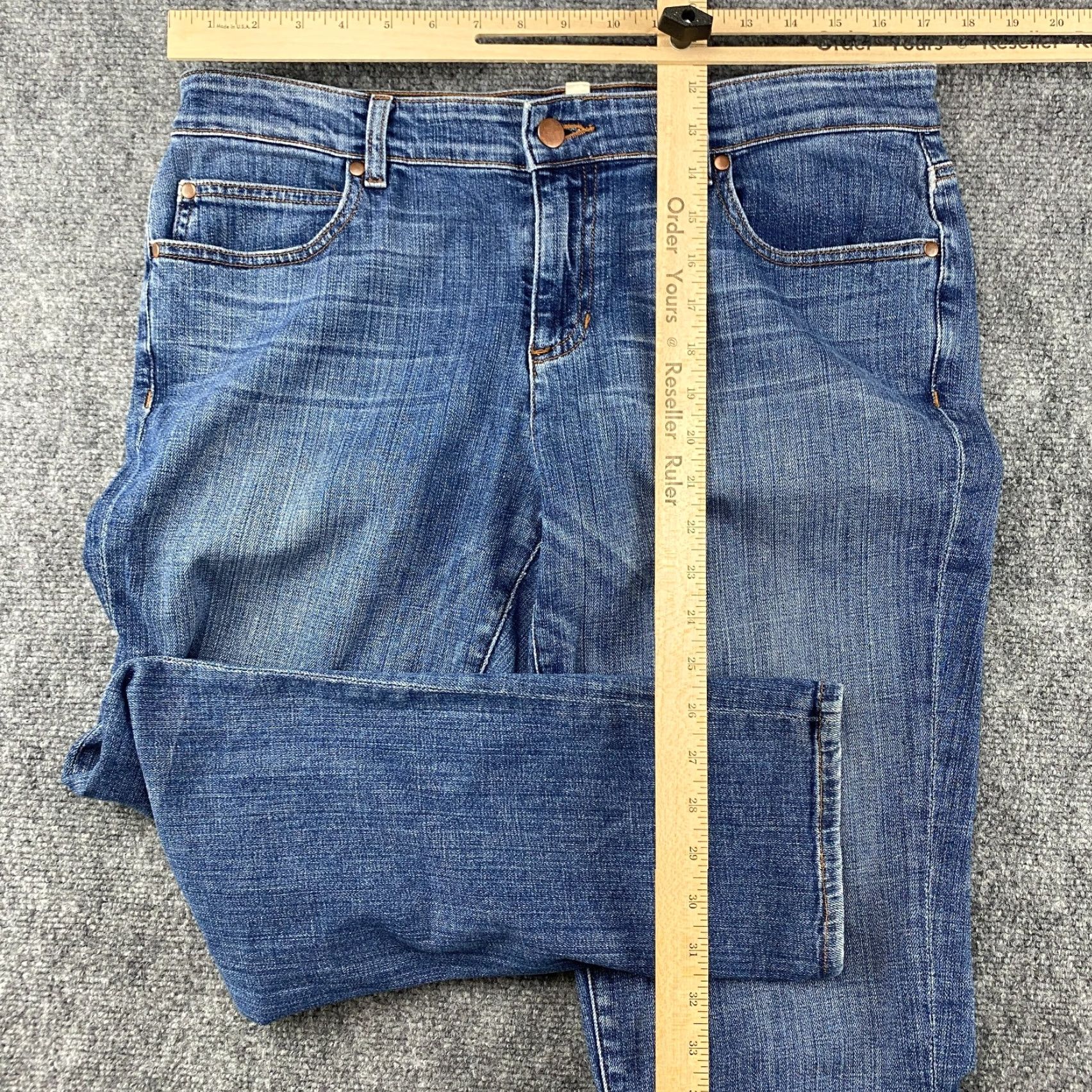 Eileen Fisher Eileen Fisher Jeans Womens 10 Blue Straight Leg Distress Stretch Denim USA Made Size 32" / US 10 / IT 46 - 3 Thumbnail