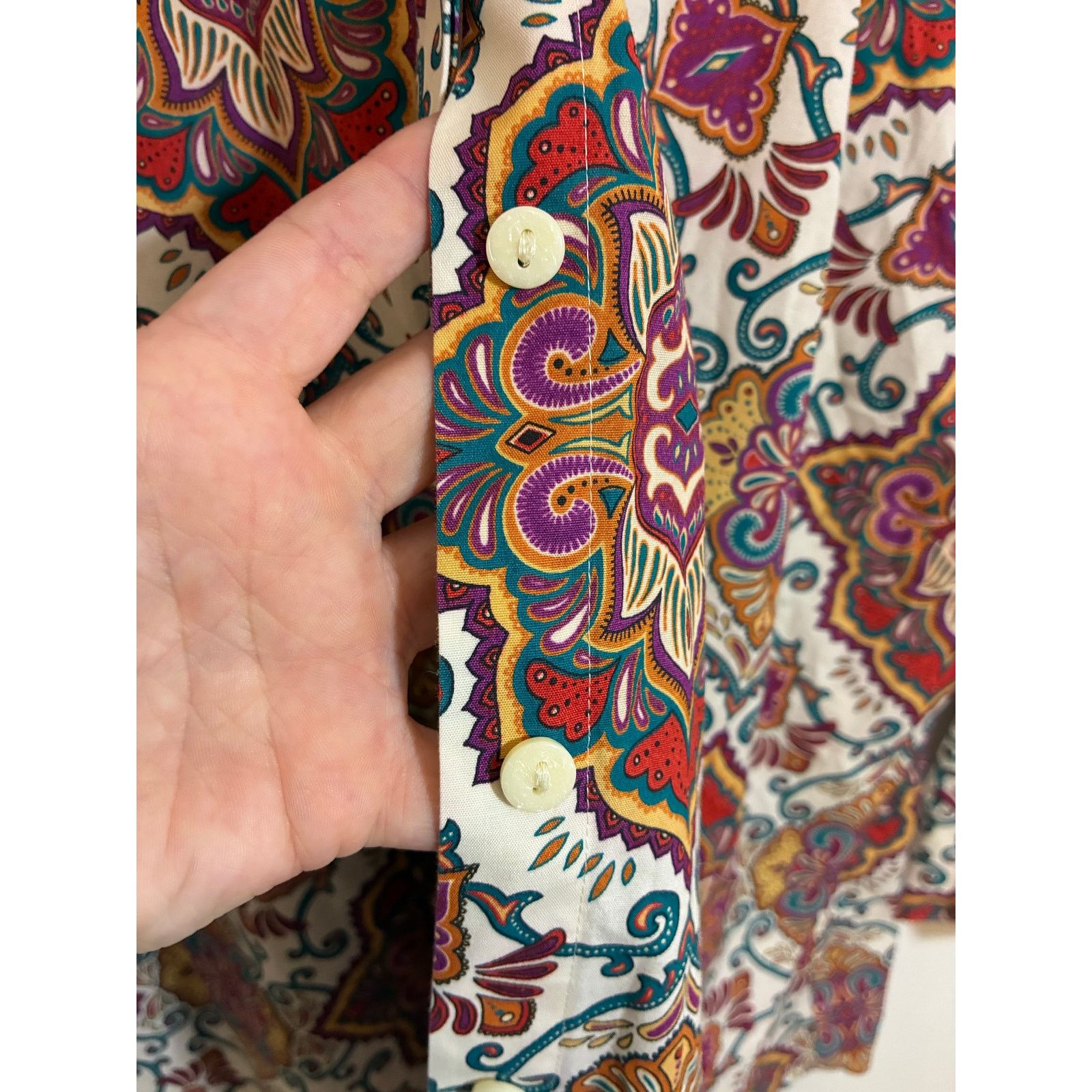 Chicos Chico’s Multicolor Medallion Print No Iron Button Shirt 3 Size XL / US 12-14 / IT 48-50 - 5 Thumbnail