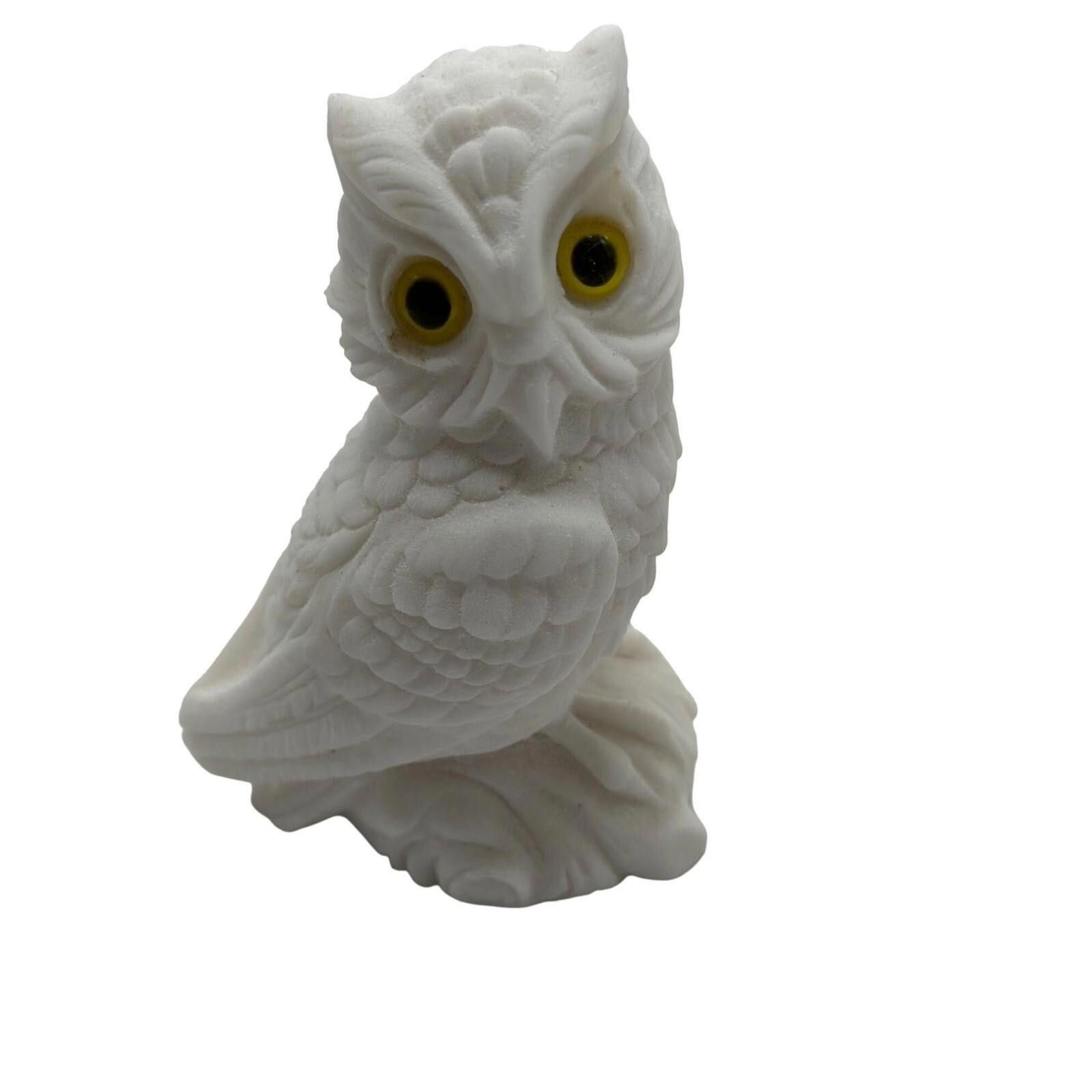 Other Pair of Vintage Alabaster Owl Figurines Hypnotic Yellow Eyes Size ONE SIZE - 2 Thumbnail