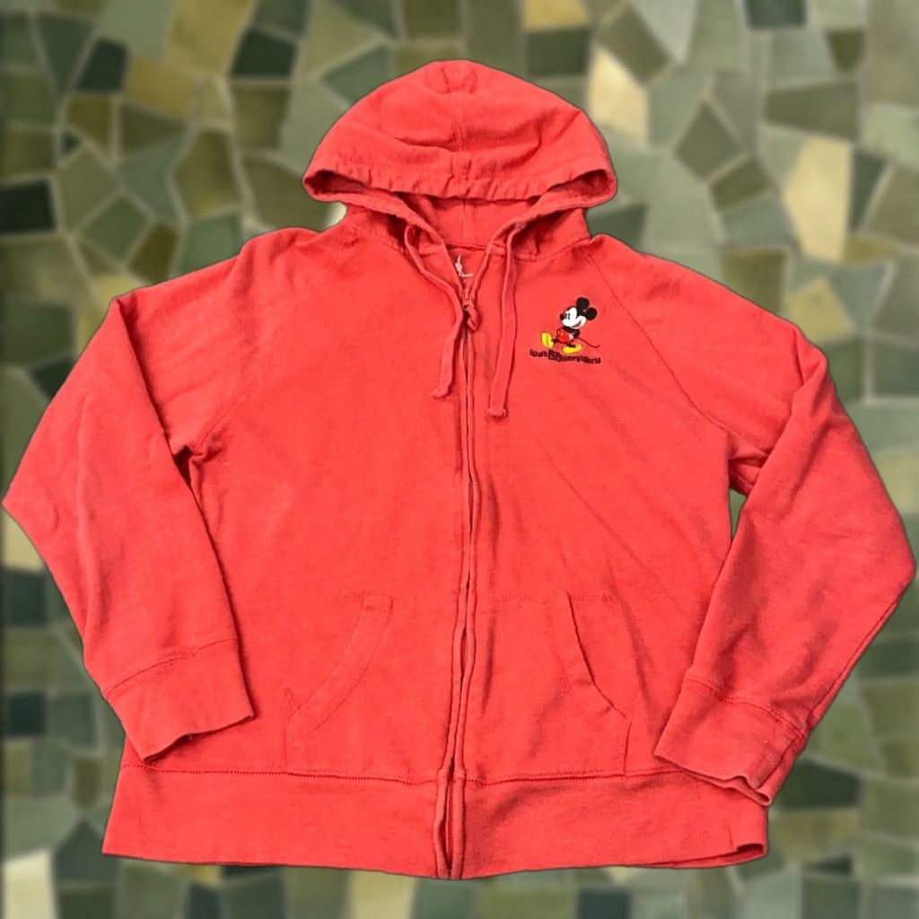Disney VINTAGE Walt Disney Parks Mickey Mouse Zip Up Hoodie Sweatshirt Womens Large Red Size L / US 10 / IT 46 - 1 Thumbnail