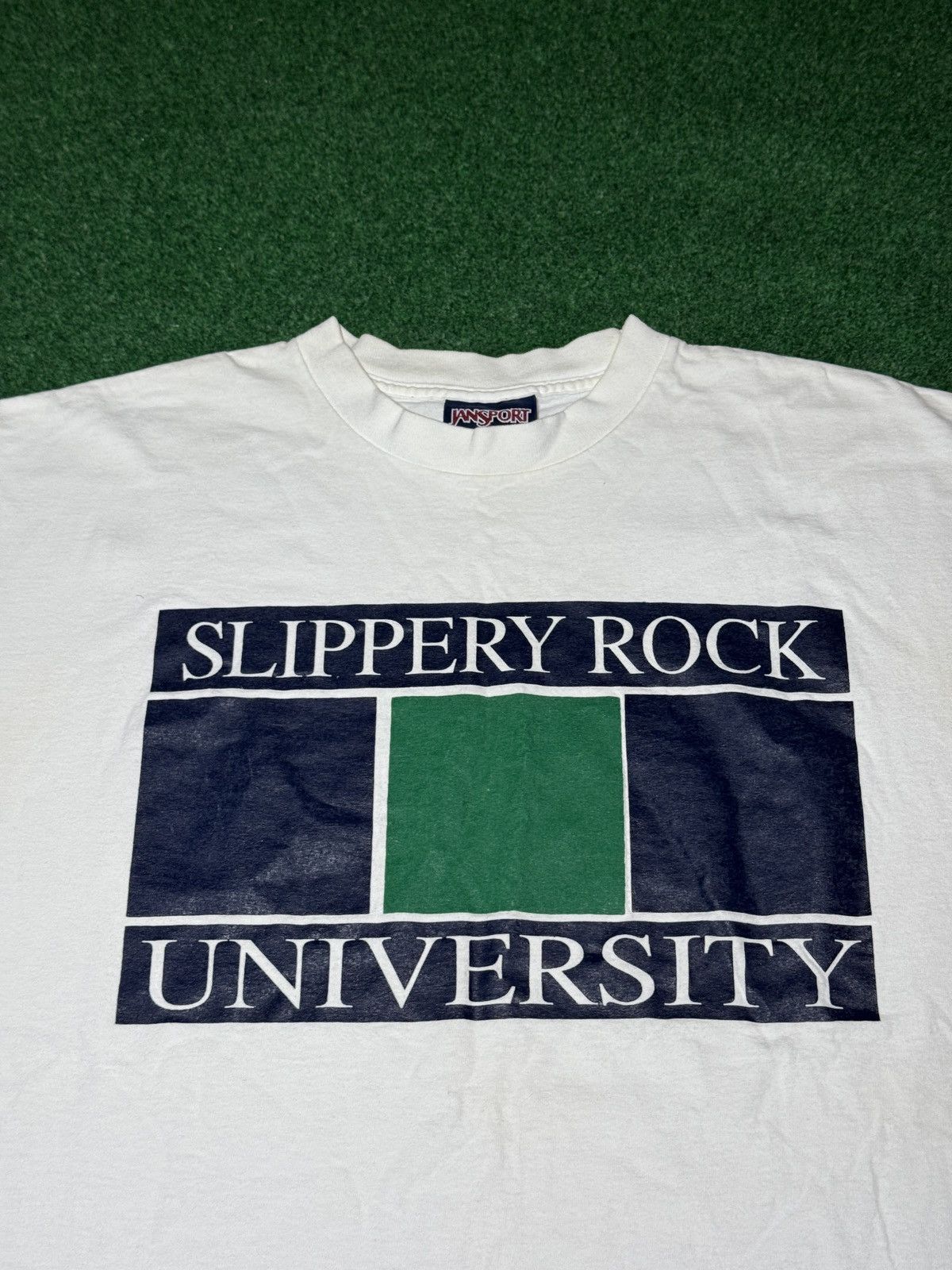 Jansport Slippery Rock University Large Vintage 90s White T Shirt Size US L / EU 52-54 / 3 - 2 Thumbnail