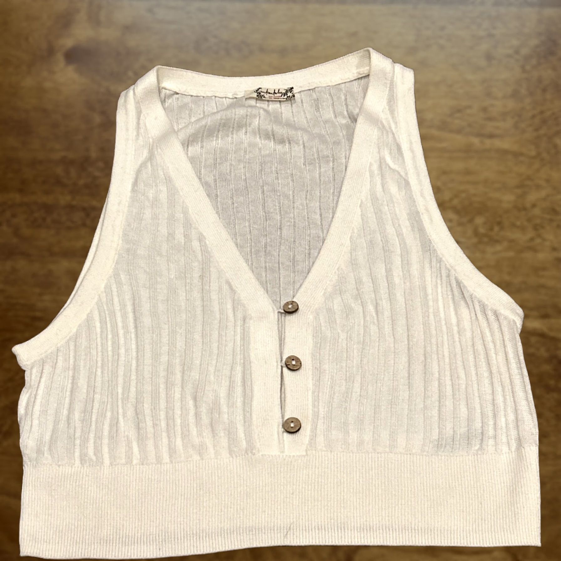 Free People Intimately Free People XS White Cropped Vest - Button Up Size XS / US 0-2 / IT 36-38 - 1 Thumbnail