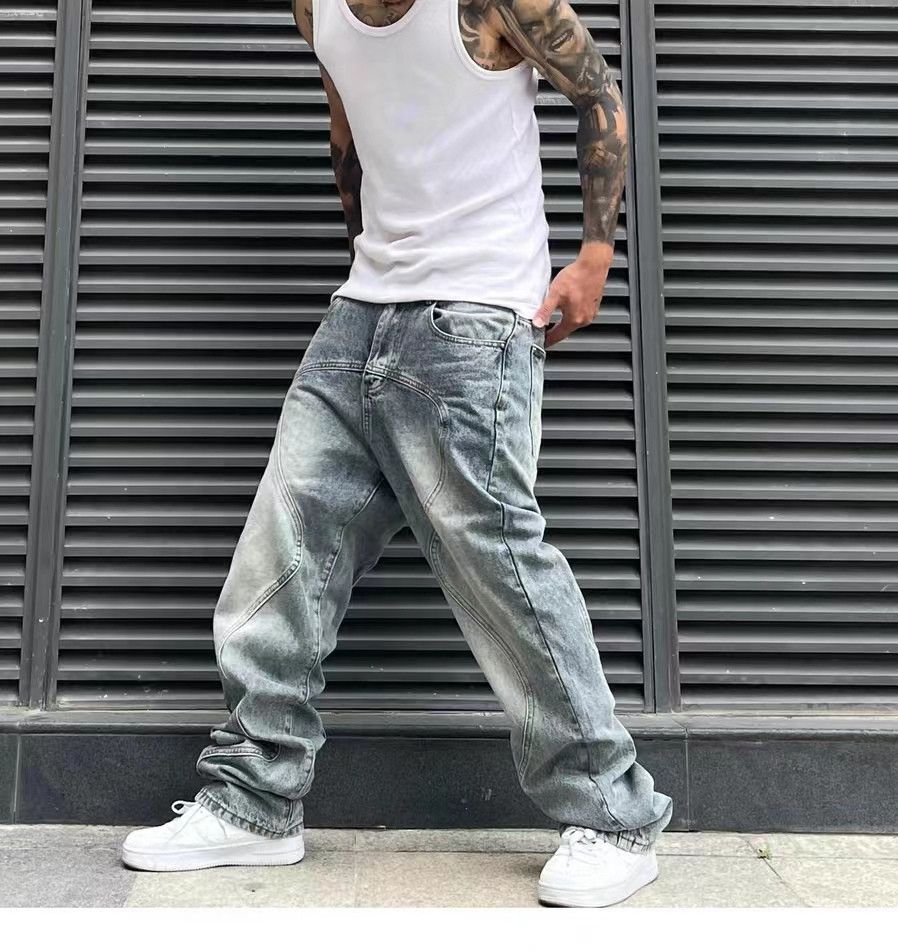 Japanese Brand × Jean Washed and distressed baggy vintage jeans Size US 33 - 2 Thumbnail