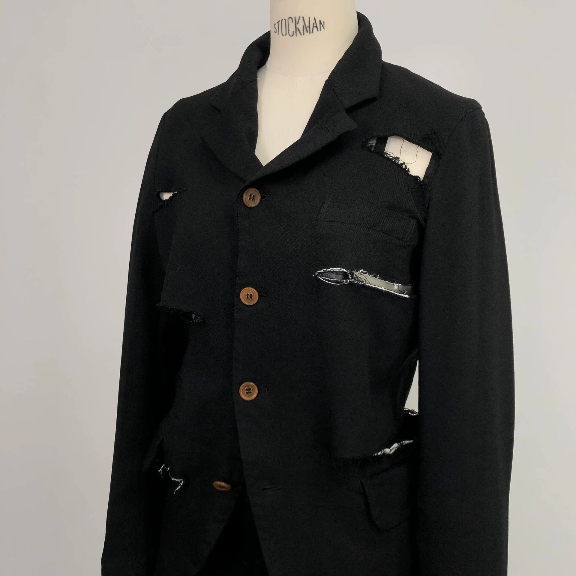 Comme des Garcons CDG SS19 Crazy Suits Slash Cut-Out Polyester Jacket Black XS Size US XS / EU 42 / 0 - 3 Thumbnail