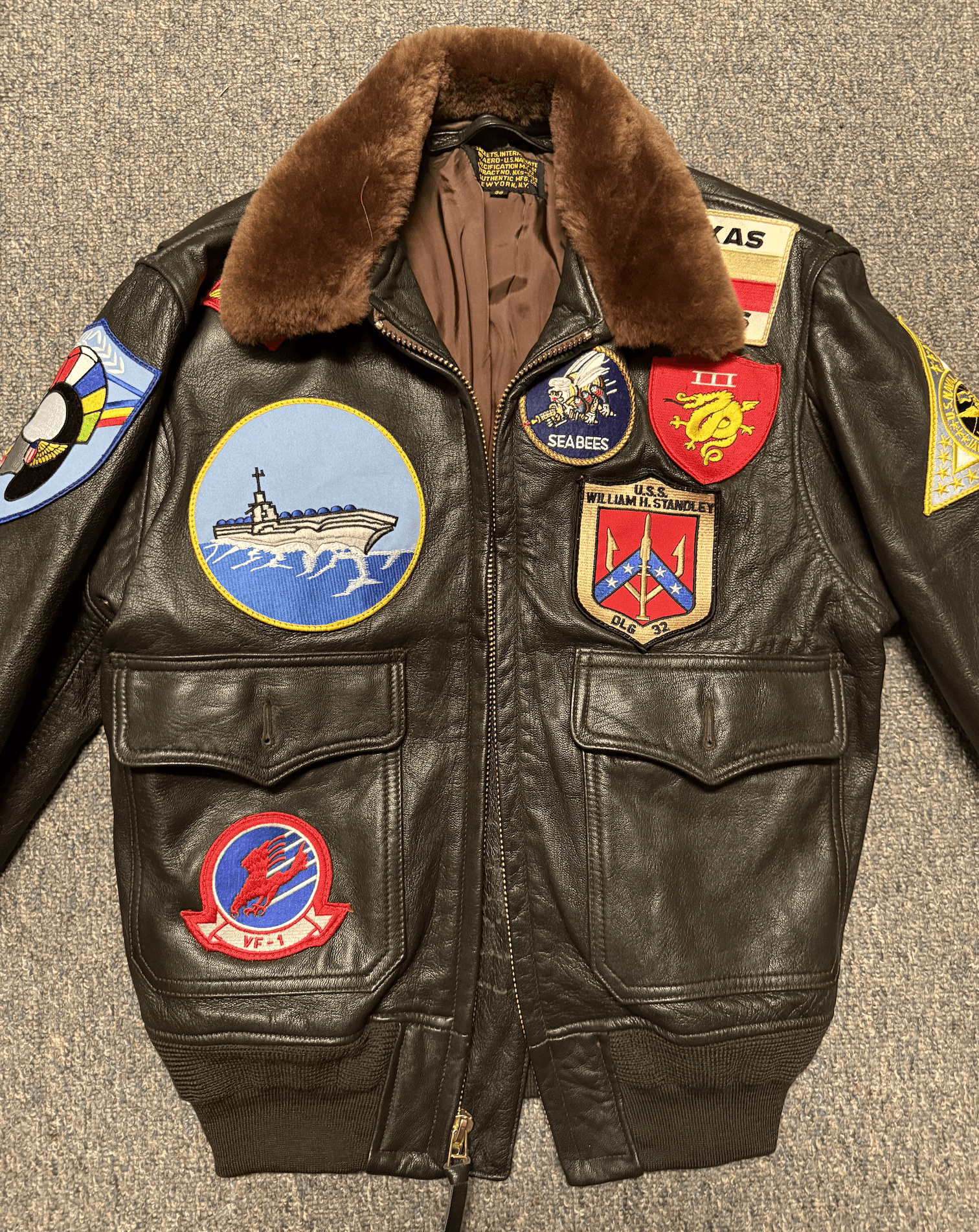Vintage Vintage Military Leather Bomber Jacket Size US M / EU 48-50 / 2 - 2 Thumbnail