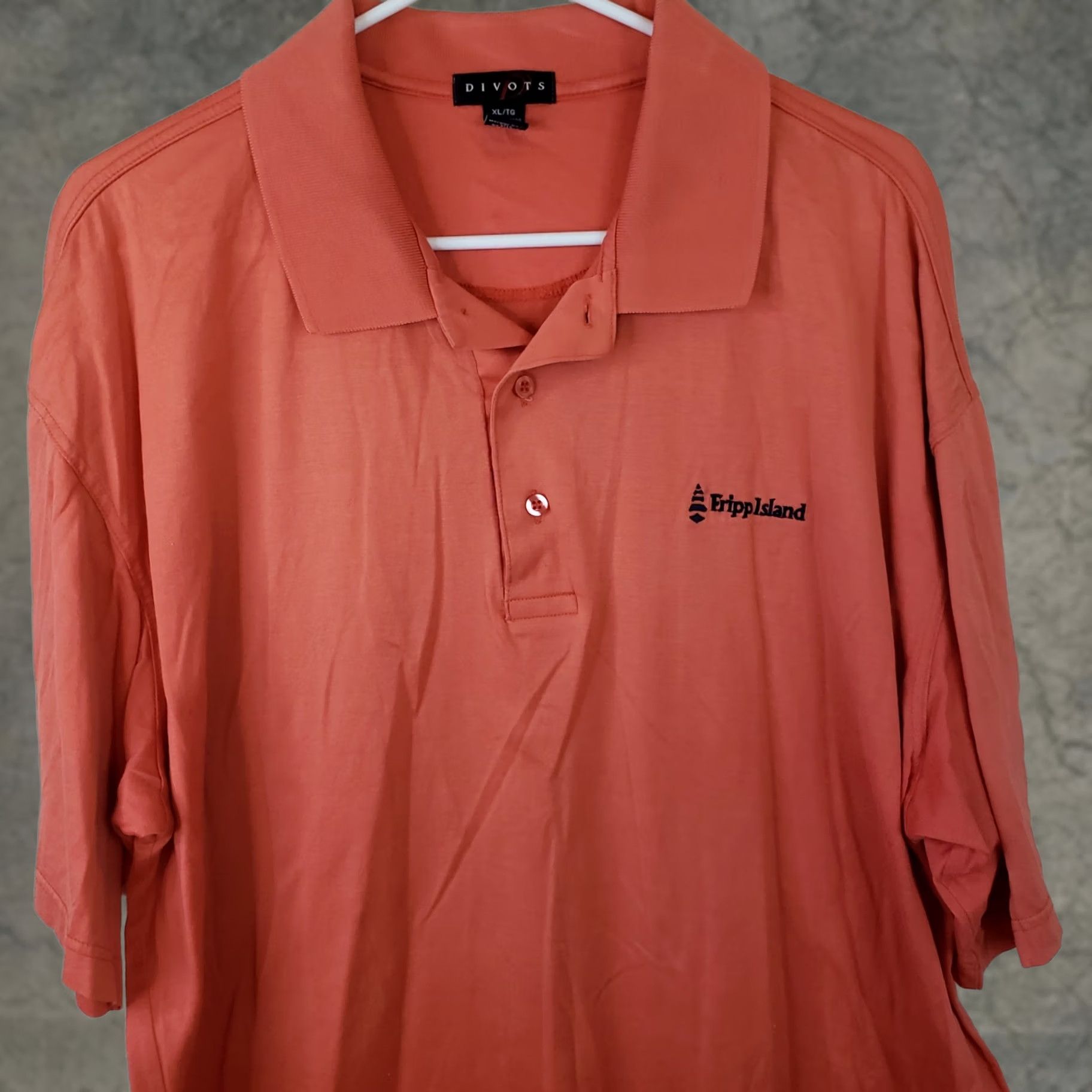 Vintage Divots Polo Shirt Orange Fripp Island Logo Golf 2XL Embroidered Cotton Shirt Mens Slim? Size US XXL / EU 58 / 5 - 1 Thumbnail