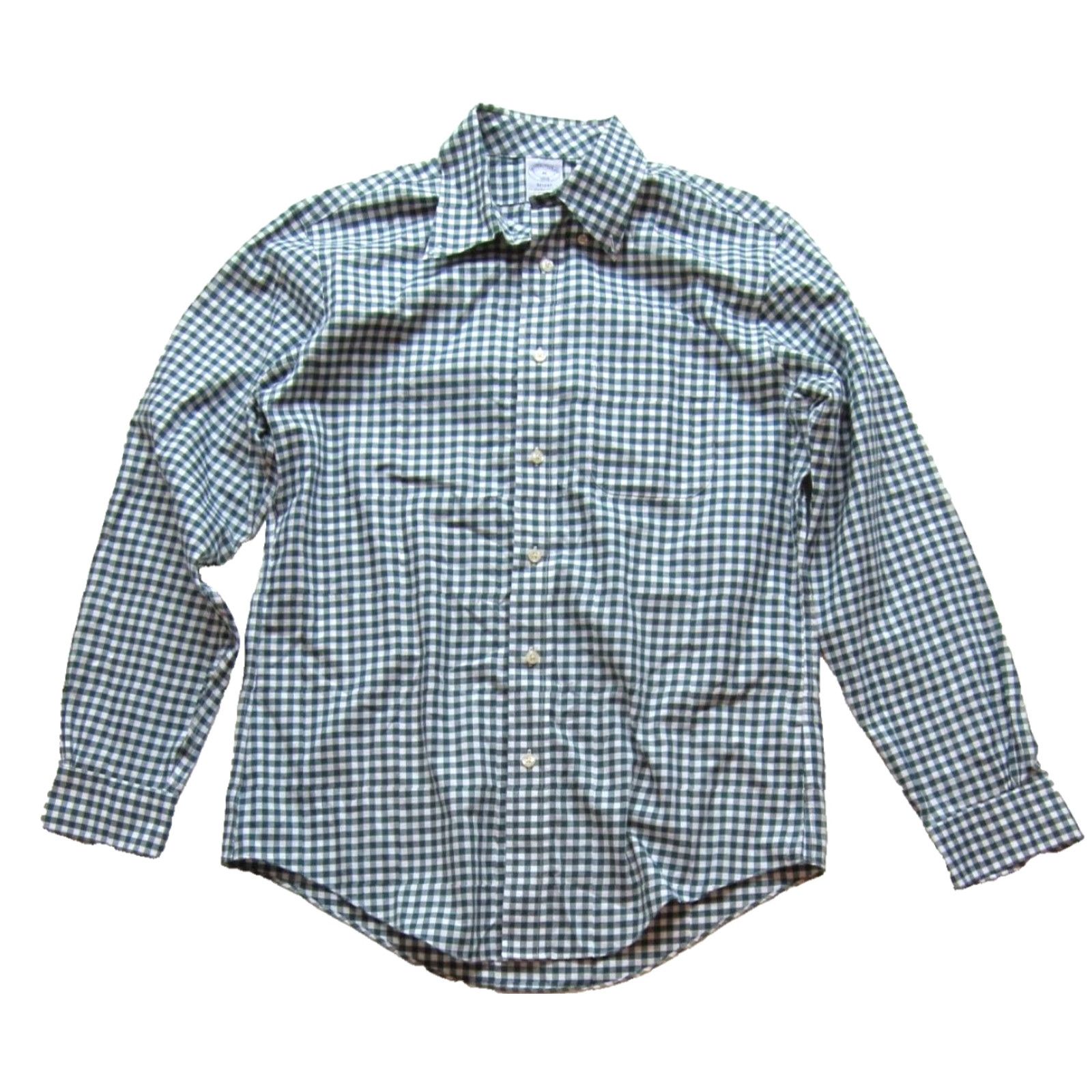 Brooks Brothers VINTAGE Brooks Brothers Regent Polo Shirt M Forest Green White Plaid Button Long Sleeve Shirt Mens Size US M / EU 48-50 / 2 - 2 Thumbnail