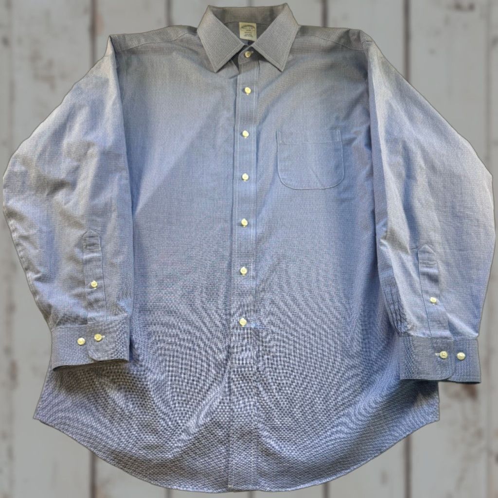 Brooks Brothers Brooks Brothers Long Sleeve Button Down Mens XL Blue Check Cotton Shirt 1779 Size US XL / EU 56 / 4 - 1 Thumbnail
