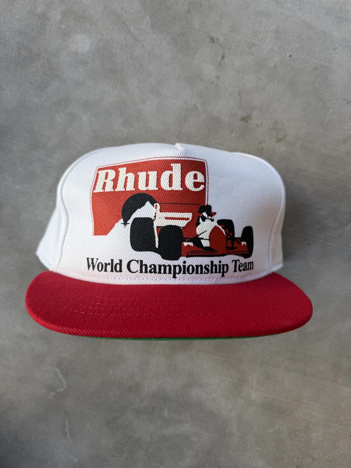 Rhude Rhude Trophy Racing Hat White Red World Championship Hat Size ONE SIZE - 1 Thumbnail
