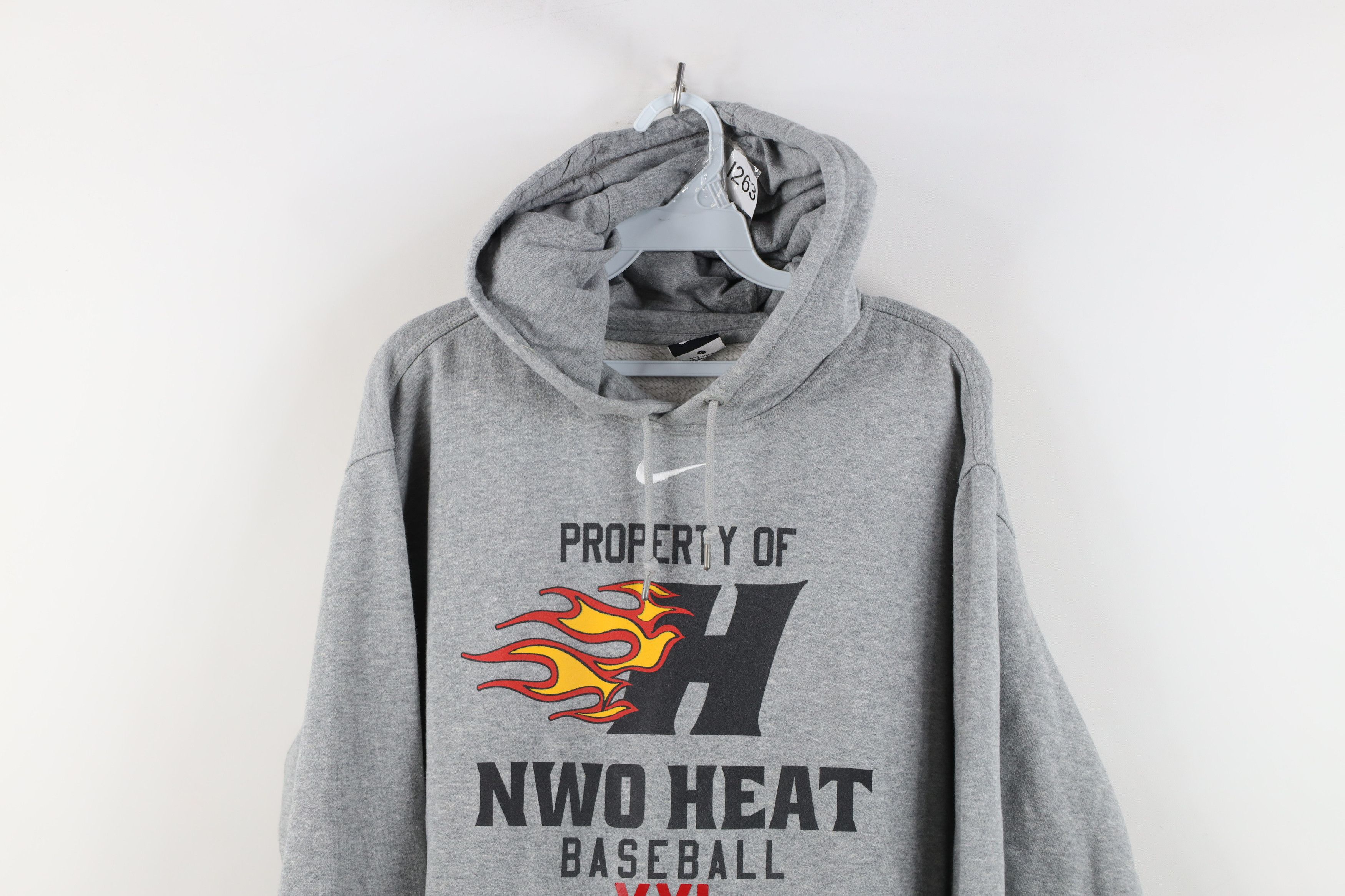 Nike Vintage Nike Center Swoosh Baseball Fire Flames Hoodie Gray Size US L / EU 52-54 / 3 - 2 Thumbnail