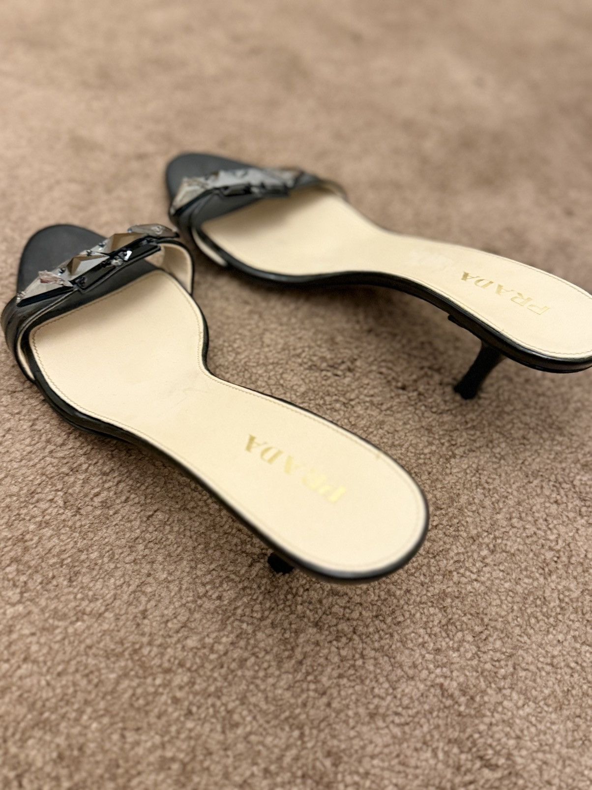 Prada Prada patent leather crystal embellished heels Size US 9 / IT 39 - 3 Thumbnail