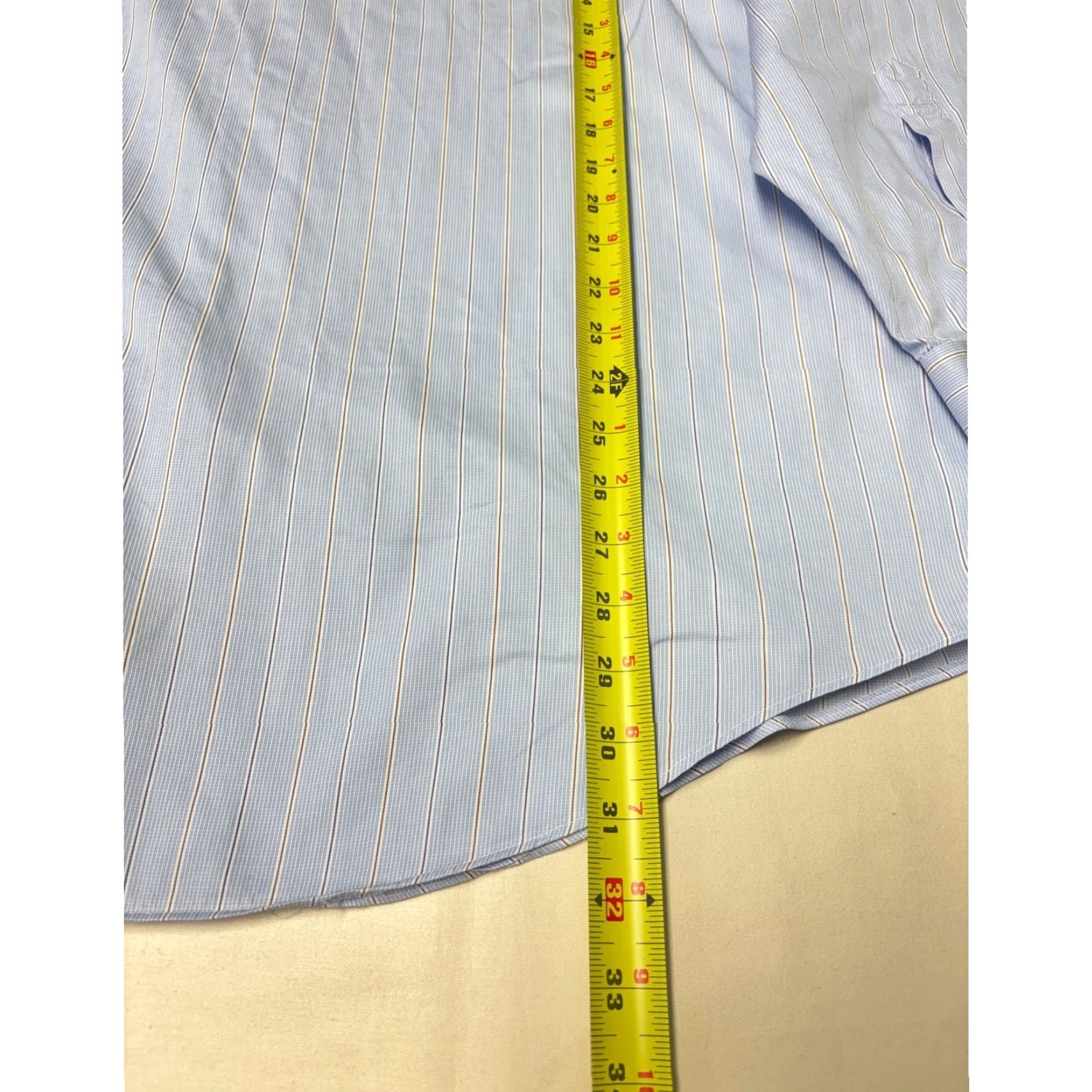 Brooks Brothers Brooks Brothers Dress Shirt Mens Blue Pin Stripe 17 1/2 36 All Cotton Made USA Size 46R - 6 Thumbnail