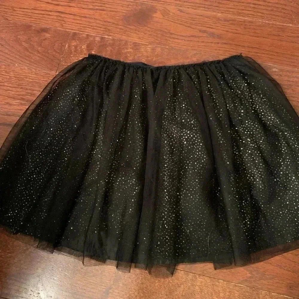 Designer Cat & Jack Girls' Black Tulle Skirt with Gold Sparkle Size 24" / US 00 / IT 34 - 2 Thumbnail