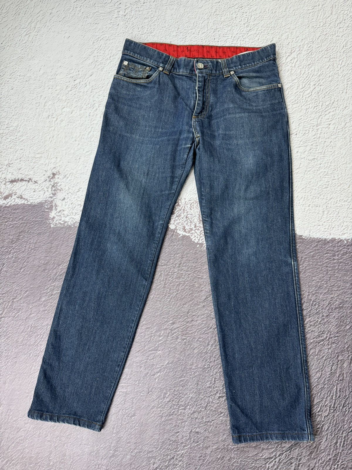 Billionaire Couture Billionaire Couture embroidered multilogo indigo jeans Size US 34 / EU 50 - 3 Thumbnail