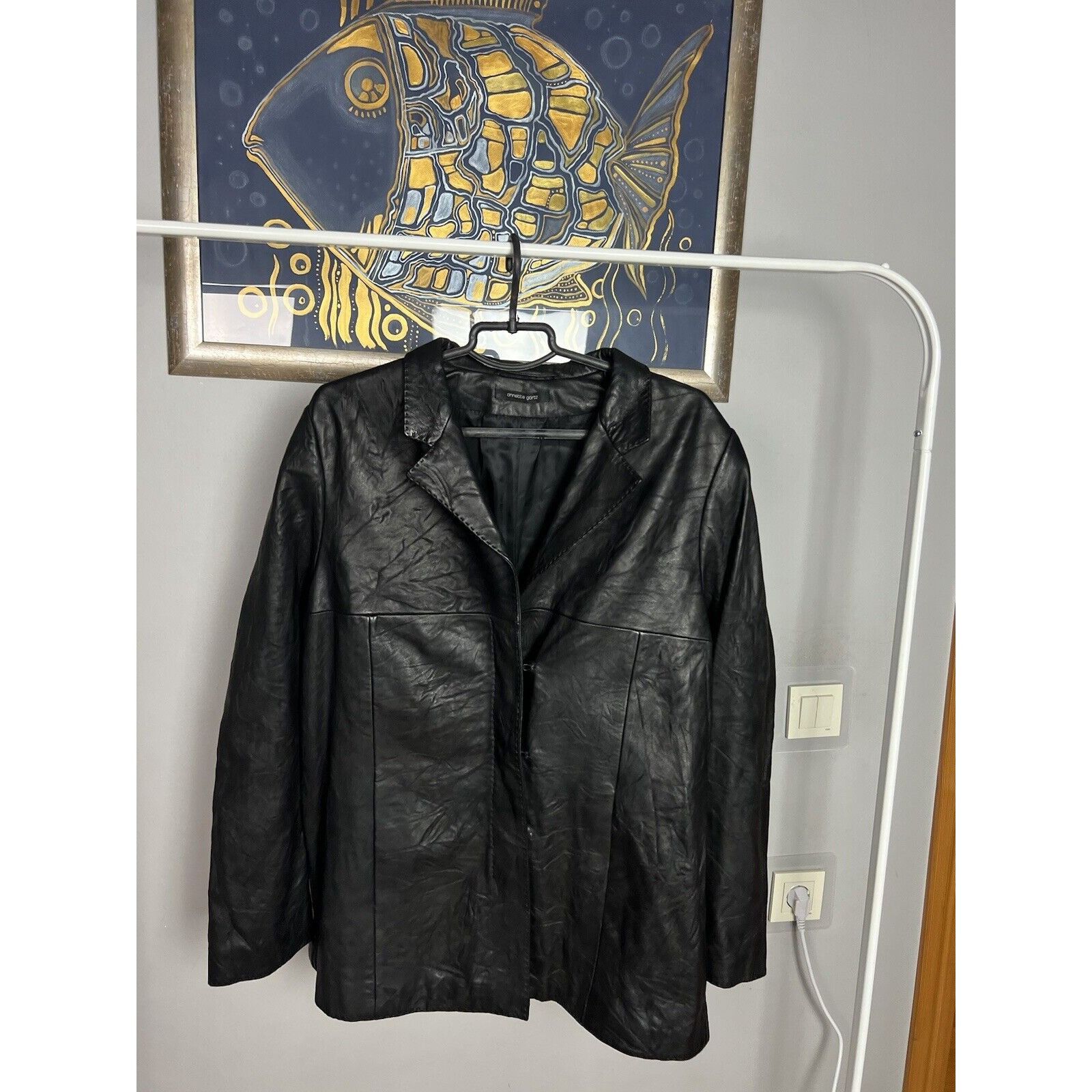 Annette Gortz MINT! Anette Gortz Goertz Women`s Black Long Leather Jacket Size M / US 6-8 / IT 42-44 - 5 Thumbnail