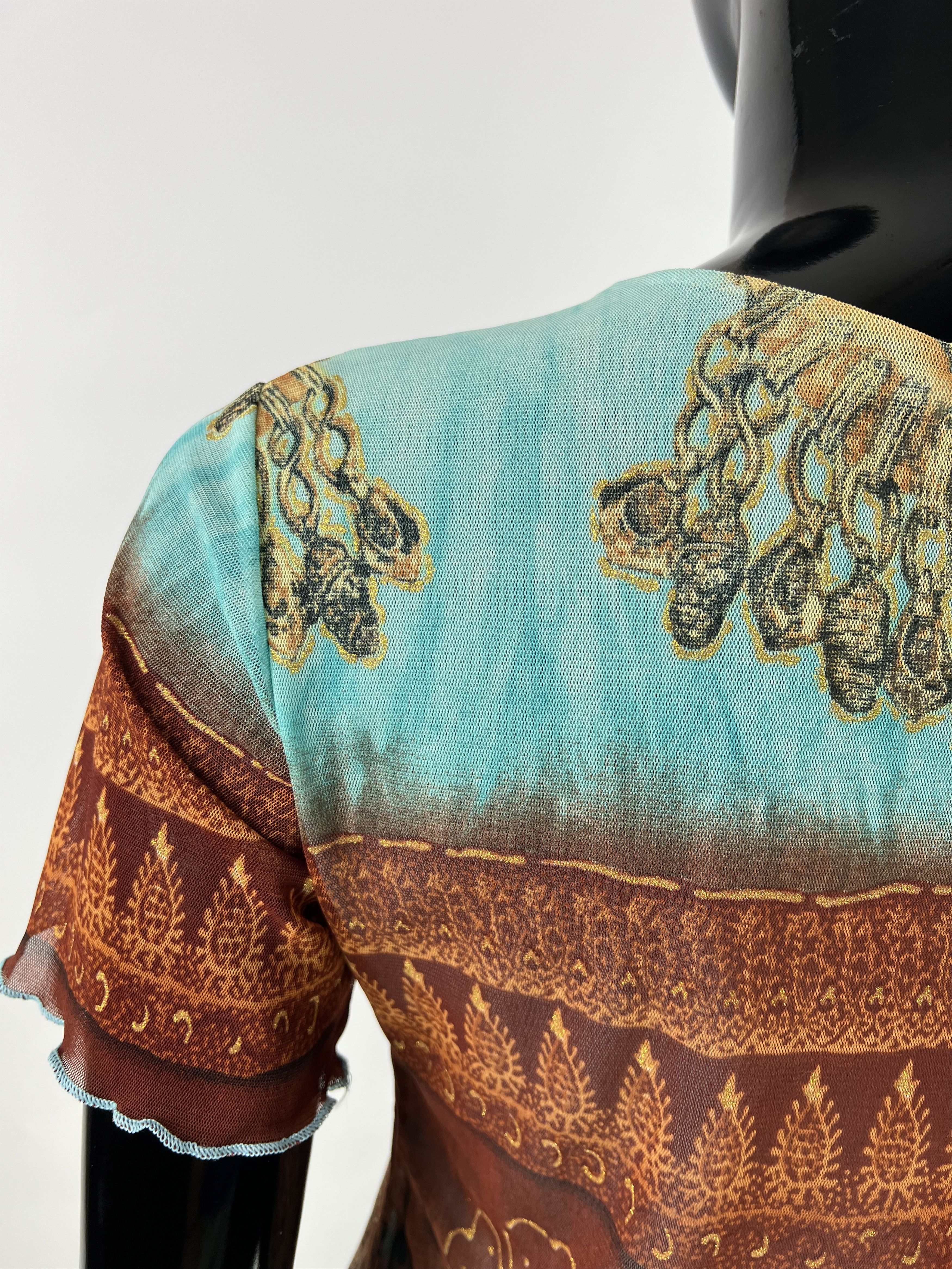 Designer Suzanna Paris Rare Vtg Floral Print Mesh Top Blouse Size 3 Size L / US 10 / IT 46 - 7 Thumbnail