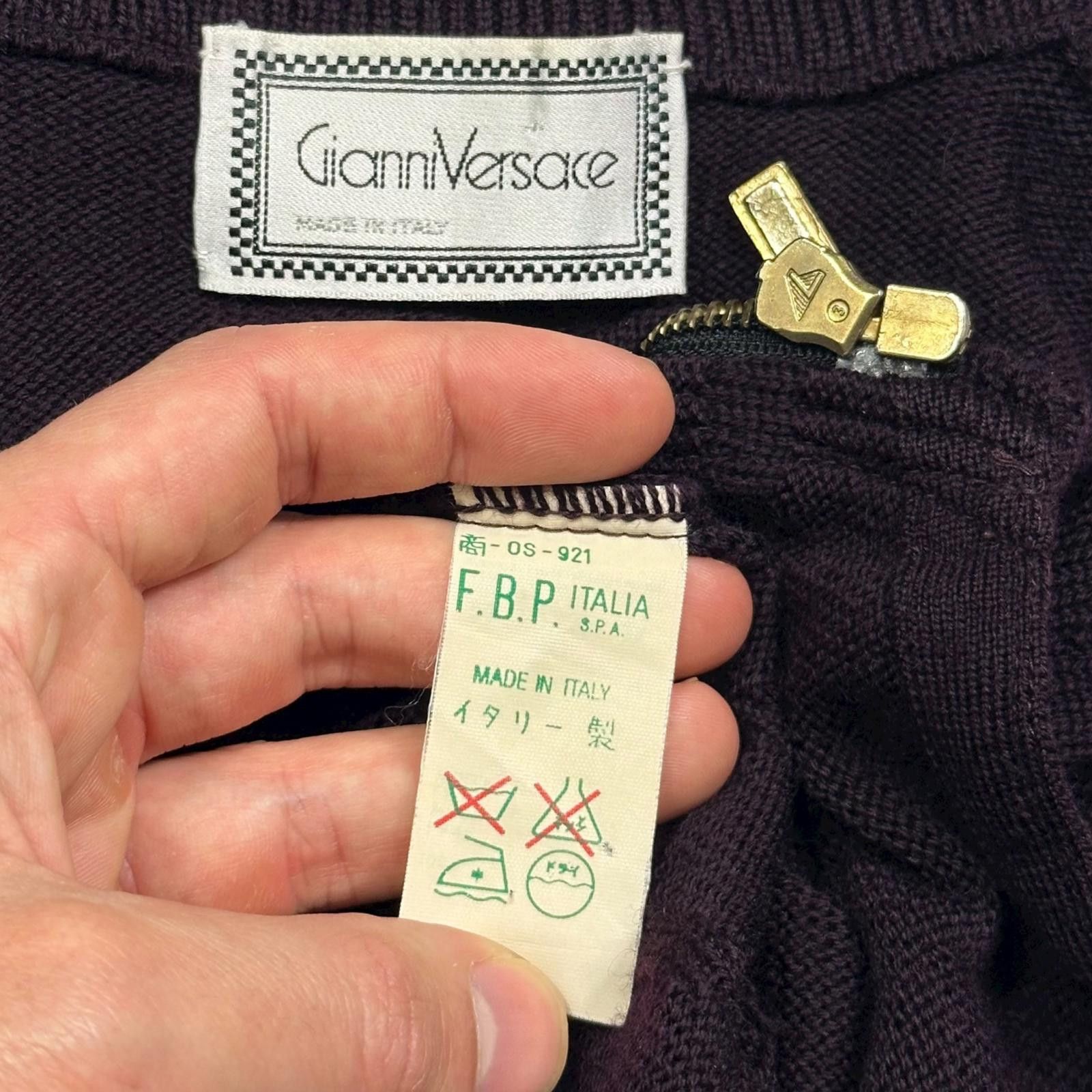 Versace Gianni Versace 80’s Wool Geometric Pattern Cardigan Vest S/M Size M / US 6-8 / IT 42-44 - 4 Thumbnail