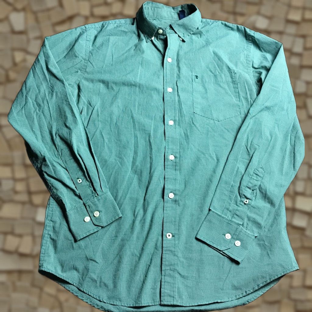 Izod IZOD Shirt Men’s Size M Green White Button-Up Long Sleeve Casual Travel Cotton Cotton Blend Regular 90s? No. (Oops) Size US M / EU 48-50 / 2 - 1 Thumbnail