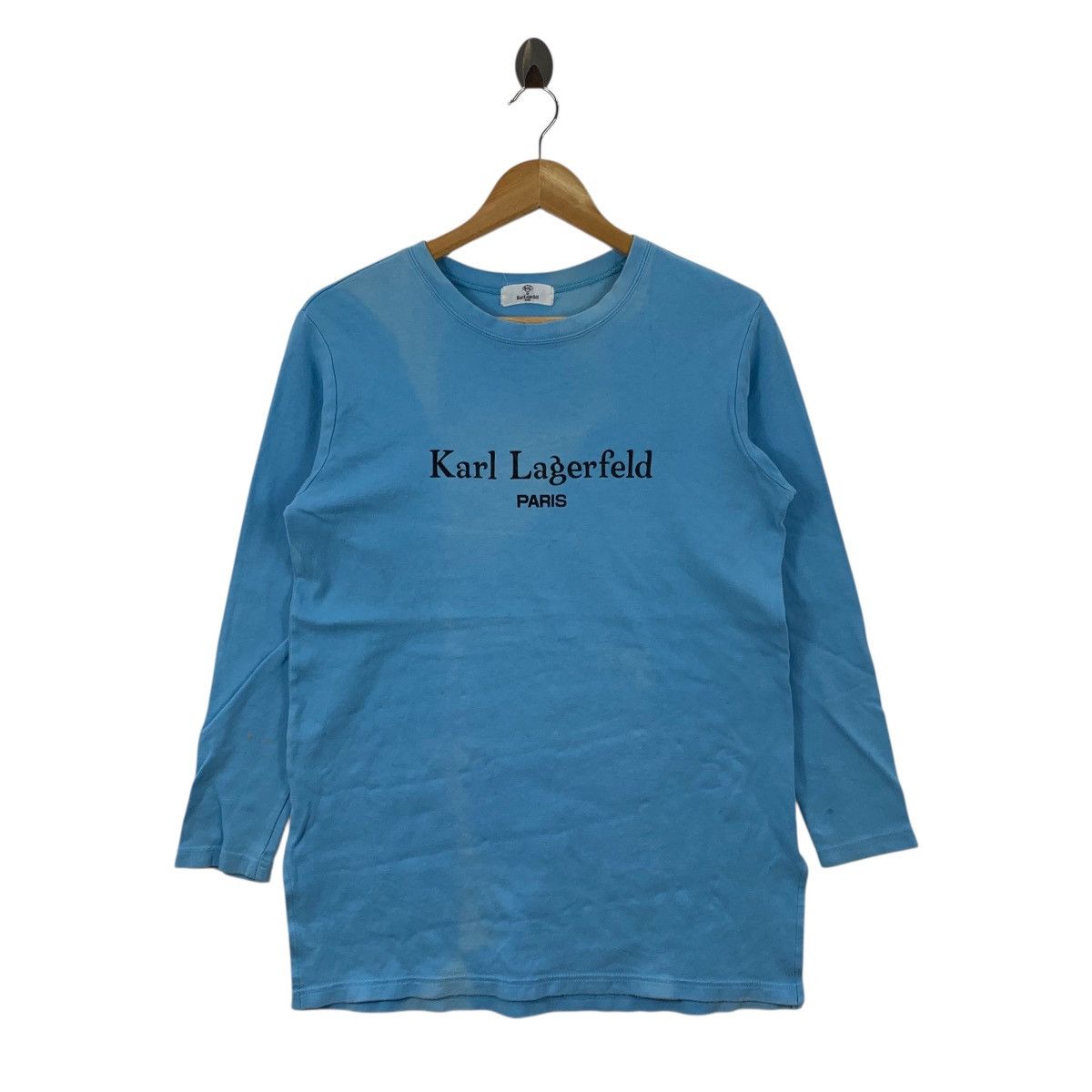 Karl Lagerfeld Vintage KARL LAGERFELD PARIS Spell Out Blue Tshirt Size US S / EU 44-46 / 1 - 1 Thumbnail