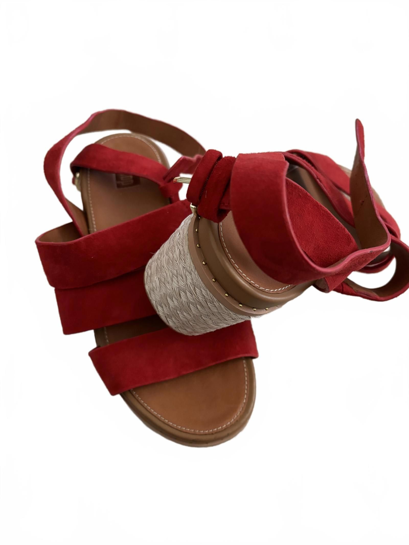 Designer NWOT Stylish Red Suede Wedge Sandals by Fitflop - Size US 5 Size US 5 / IT 35 - 5 Thumbnail