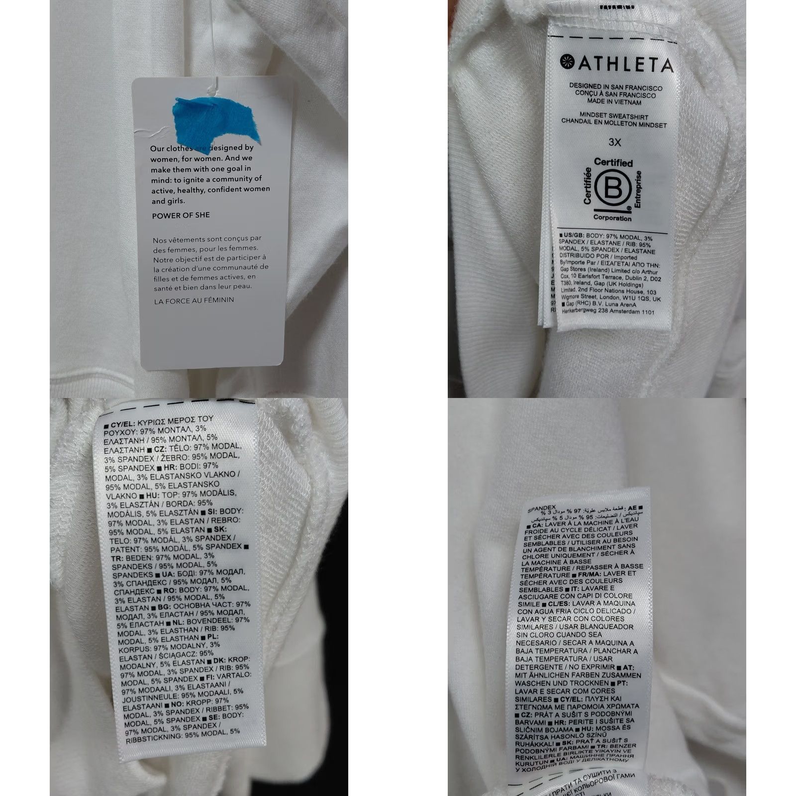 Athleta NWT Athleta White Long Sleeve Top Solid Knit Women size 3X Crew Neck Pullover Relaxed Fit Modal Spandex Everyday Casual Size XXL / US 16-18 / IT 52-54 - 8 Thumbnail