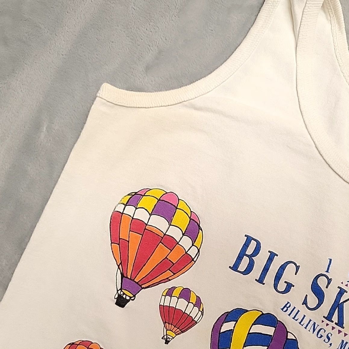 Anvil VTG Big Skyfest Shirt Womens M White Tank Top1995 Hot Air Balloon Made in USA MT Size M / US 6-8 / IT 42-44 - 3 Thumbnail