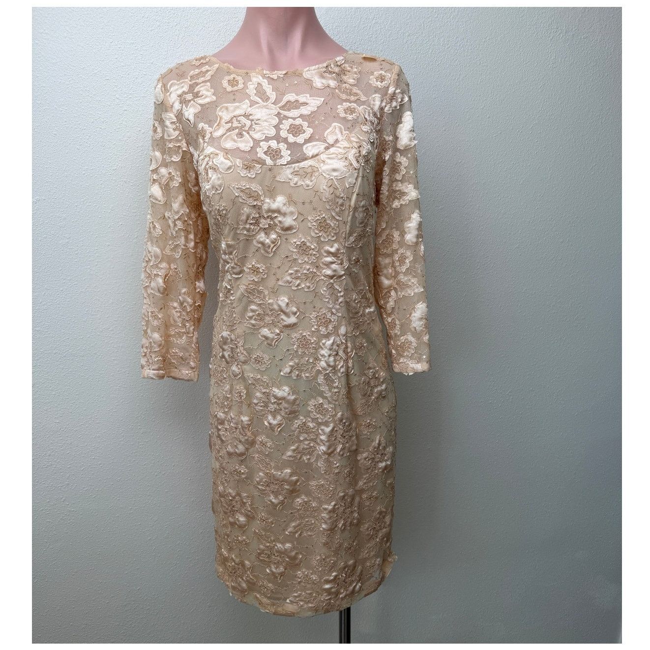 Other NWT Sue Wong Copper Lace Sheer Mesh Dress 3/4 Sleeve 14 Size XL / US 12-14 / IT 48-50 - 1 Thumbnail