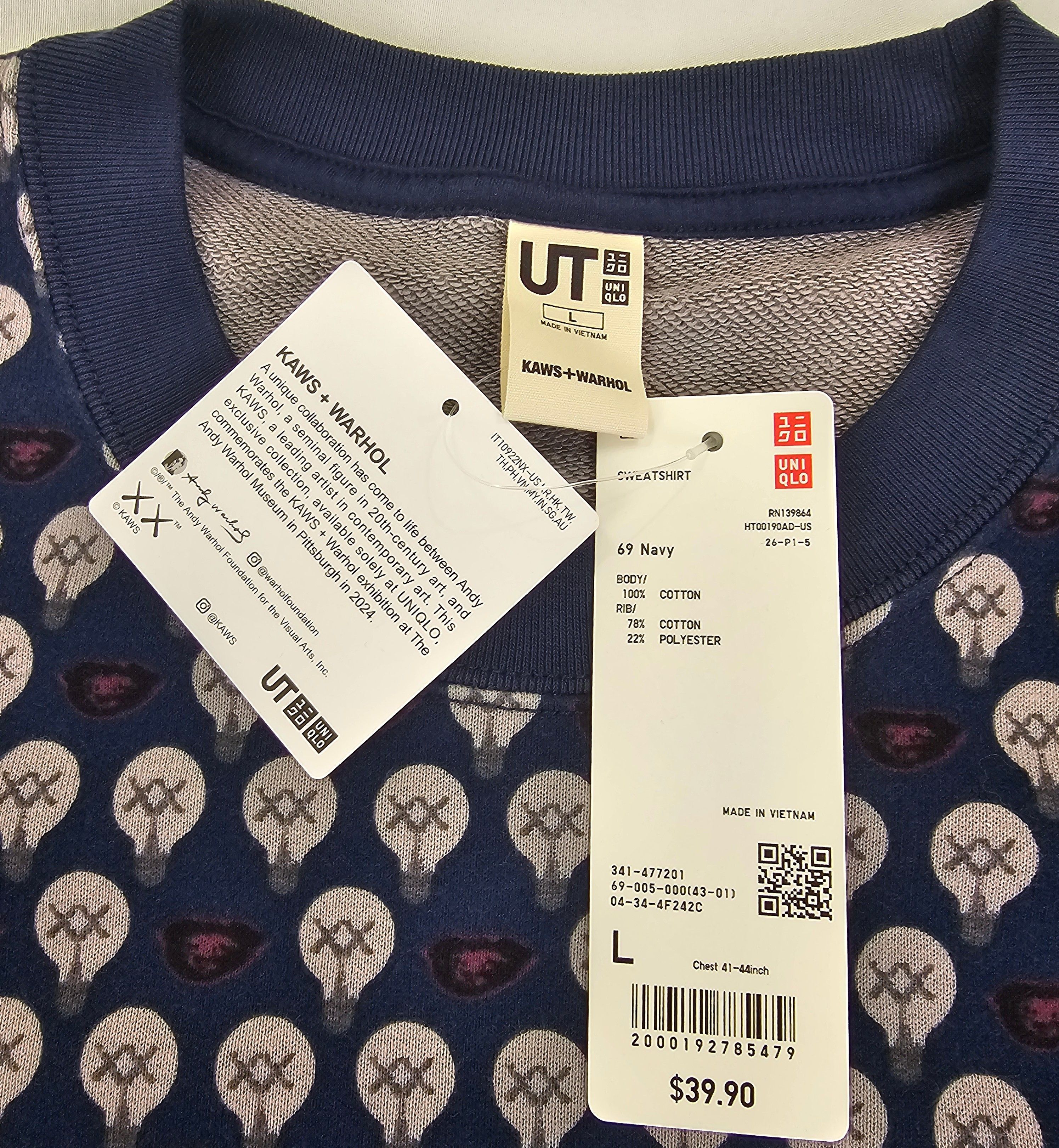 Andy Warhol × Kaws × Uniqlo Kaws Andy Warhol Uniqlo Sweatshirt Men's (USA Exclusive) Size US L / EU 52-54 / 3 - 4 Thumbnail