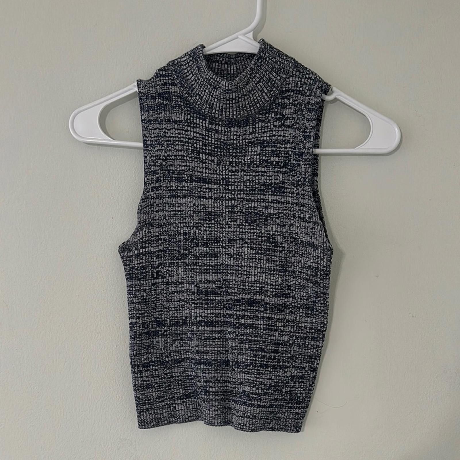 Designer Say What? Blue and Gray Cowl Neck Crop Sweater Size M / US 6-8 / IT 42-44 - 1 Thumbnail