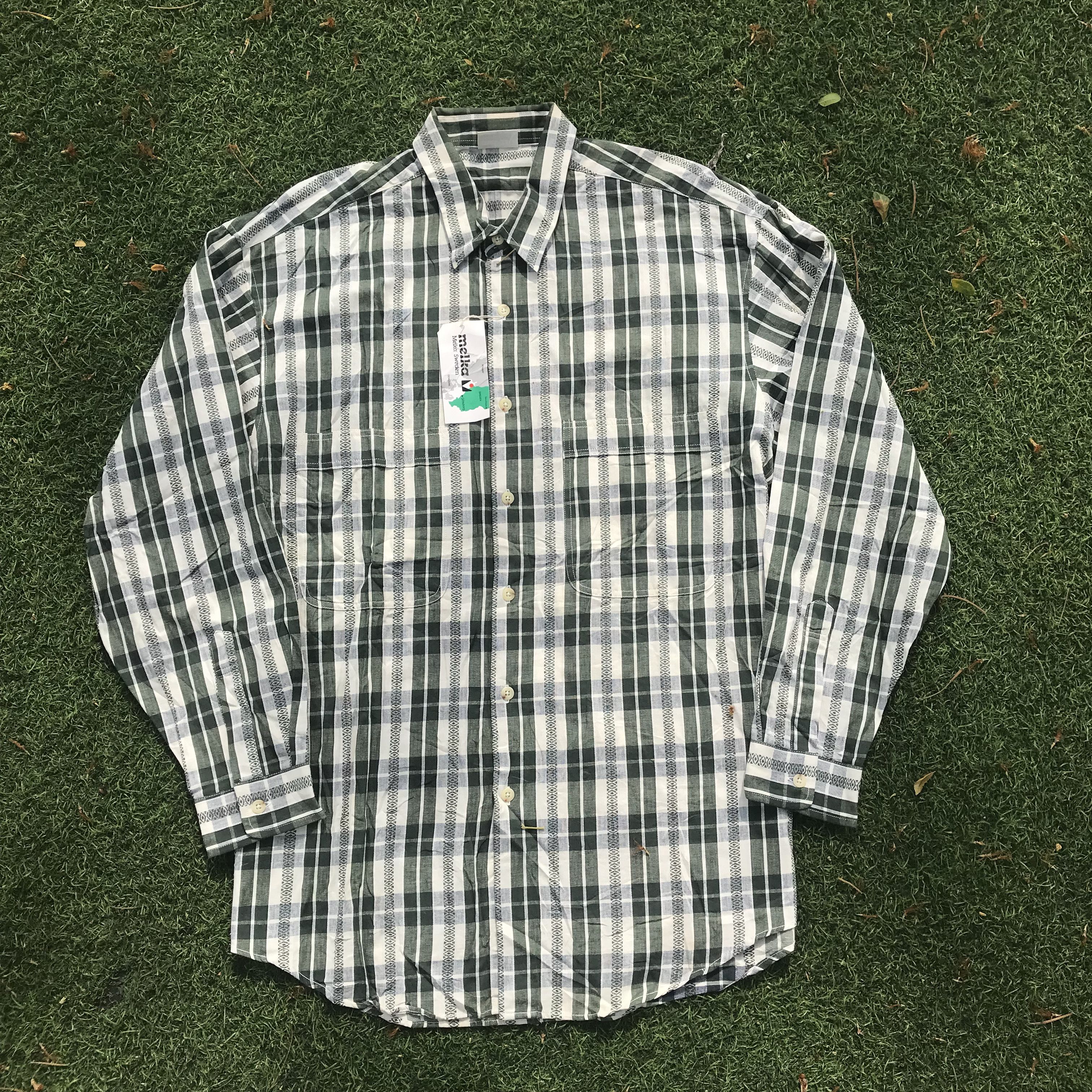 Vintage Melka of sweden Shirt green plaid Tartan long sleeves shirt Size US L / EU 52-54 / 3 - 5 Thumbnail