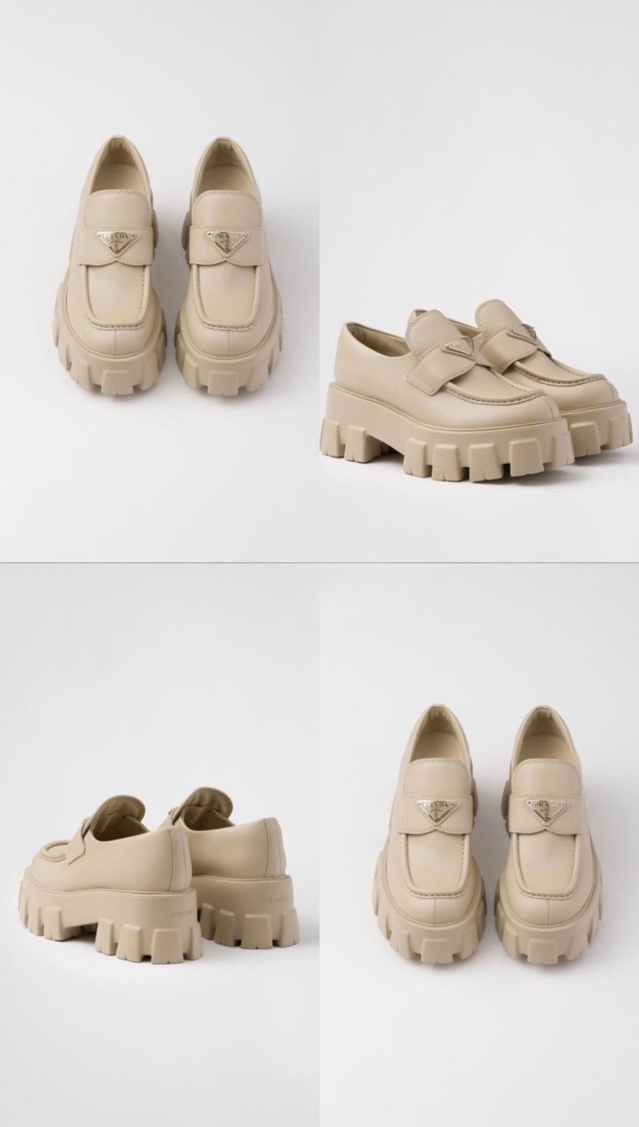 Prada Monolith Leather Platform Loafers color deserto Size US 7.5 / IT 37.5 - 2 Thumbnail