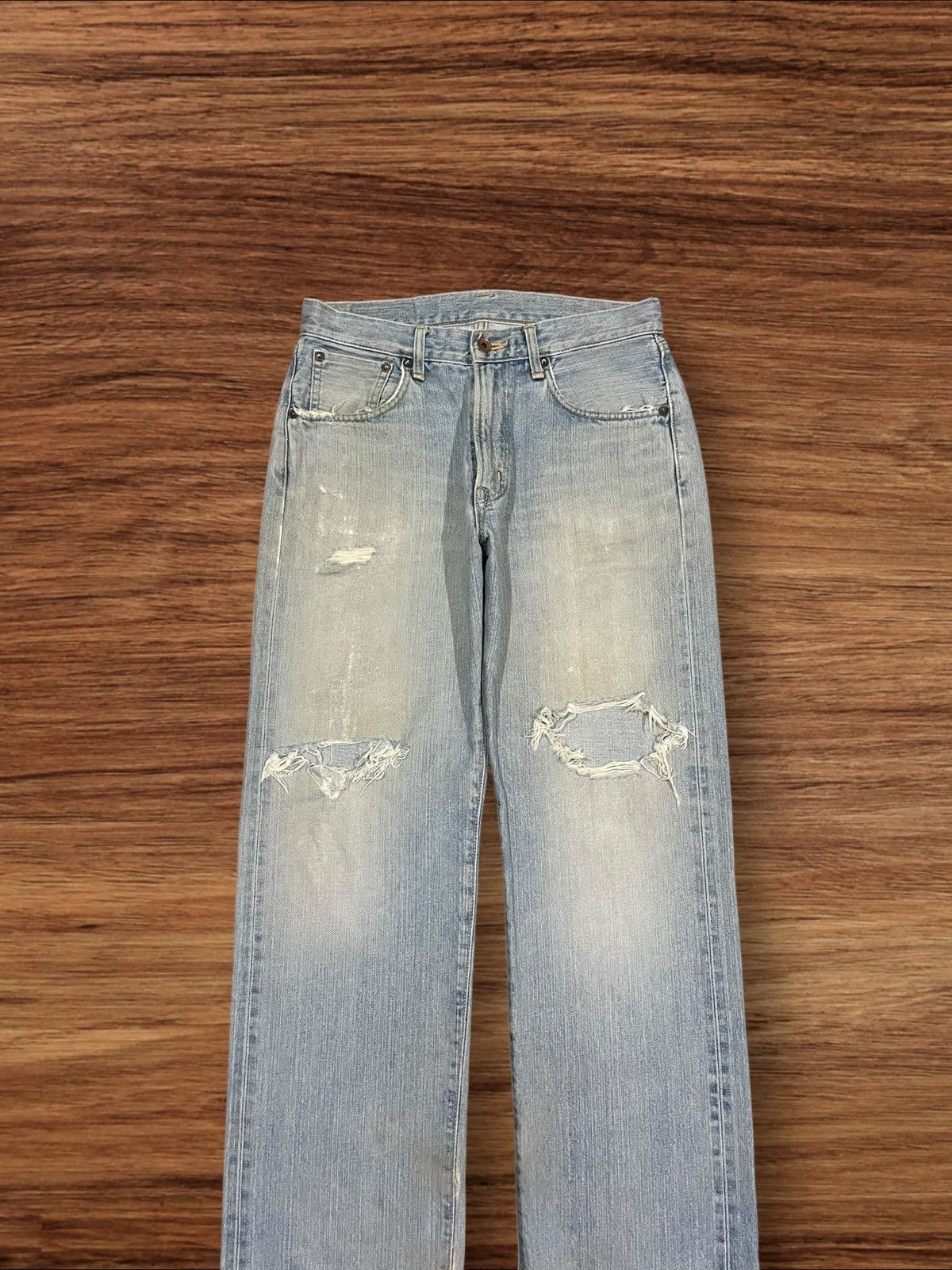 Edwin × Vintage Vintage Edwin 505X Blue Washed Distressed Selvedge Jeans Size US 29 - 3 Thumbnail