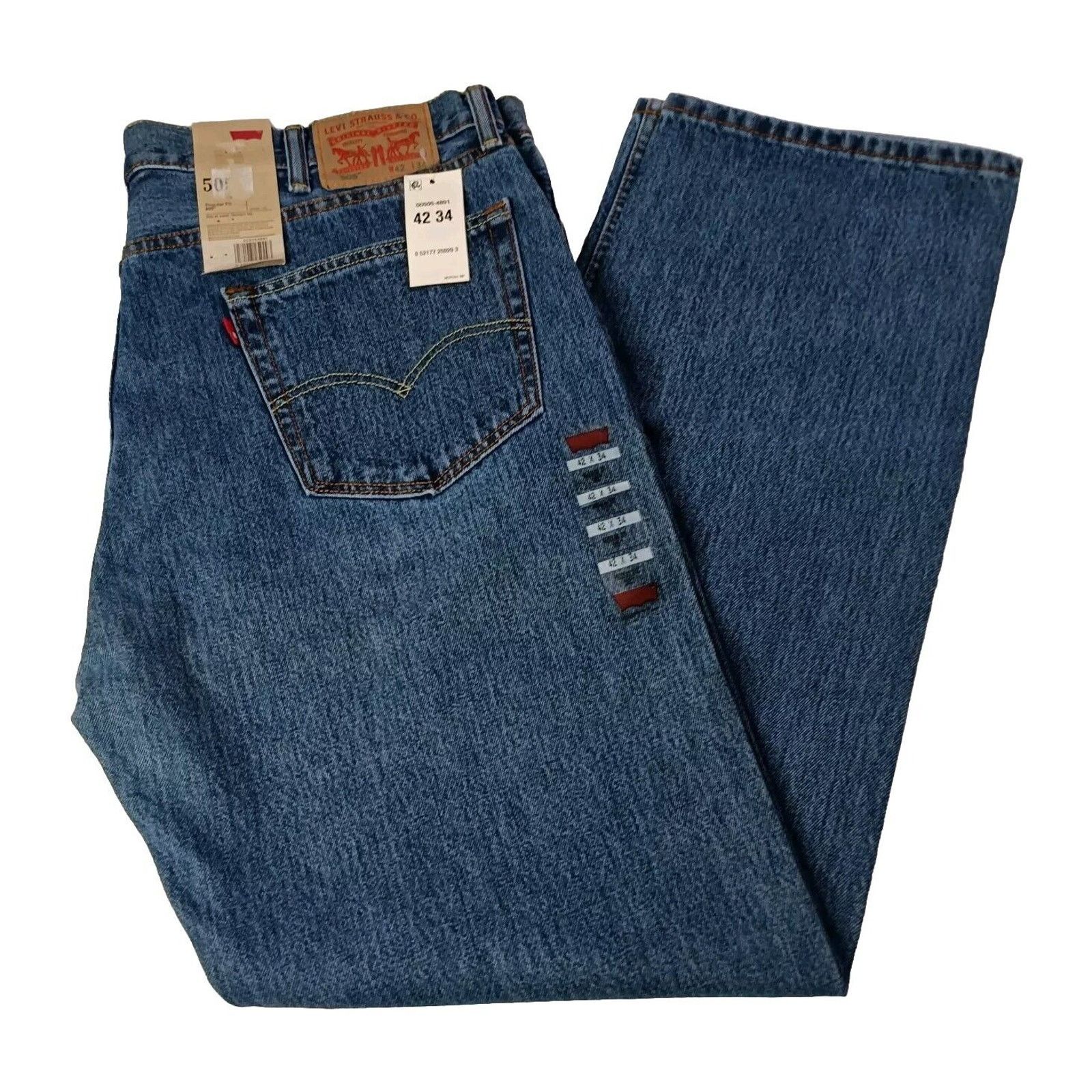 Levi's Levi's 505 Jeans Men's 42x34 Regular Fit Straight Leg Blue Size US 42 / EU 58 - 1 Thumbnail