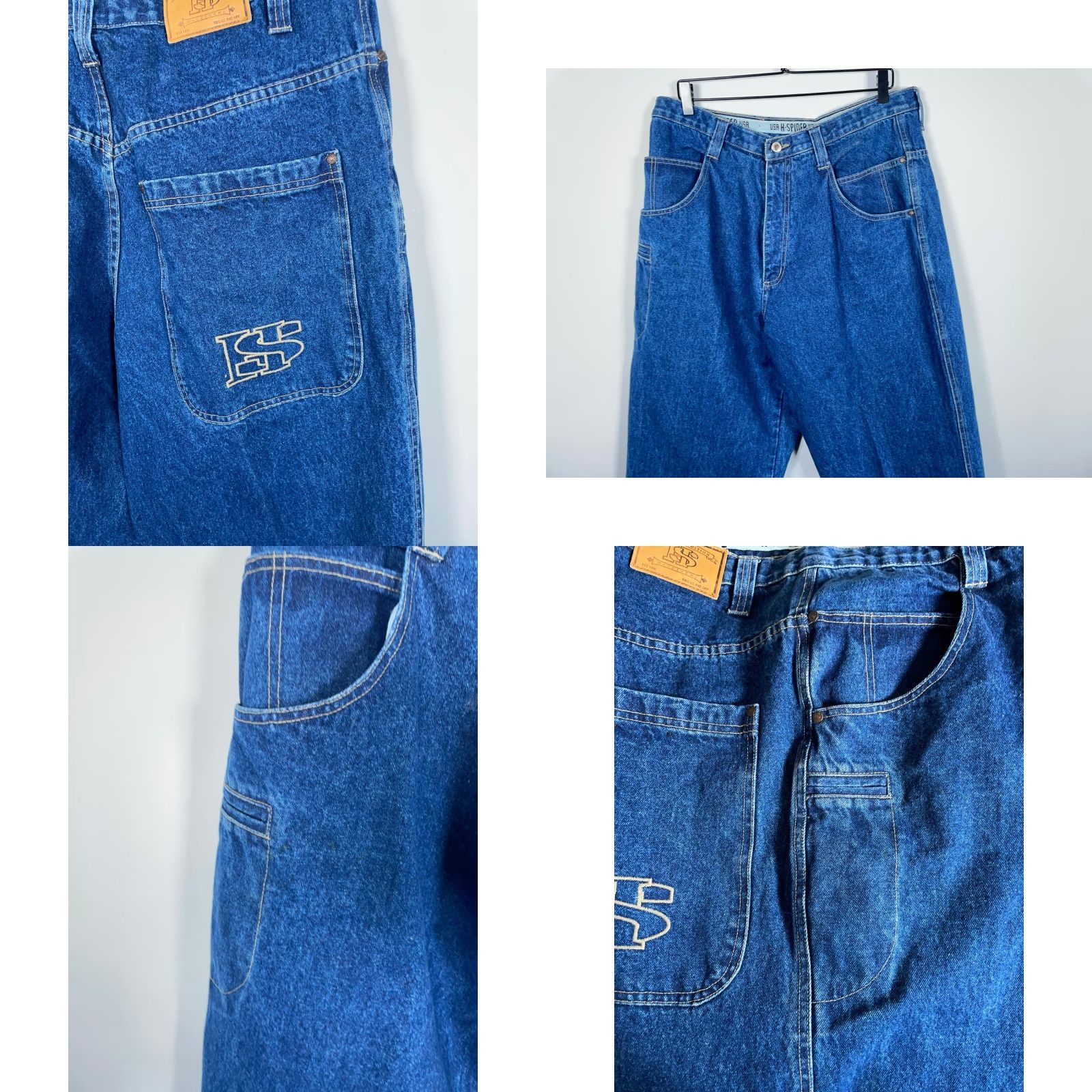 Vintage VINTAGE H-Spider Jeans Baggy Wide-Leg 36 Men's 38 30 Blue 10" Leg Opening Denim 5-Pocket Style 90s Grunge Retro Mens Size US 36 / EU 52 - 9 Thumbnail