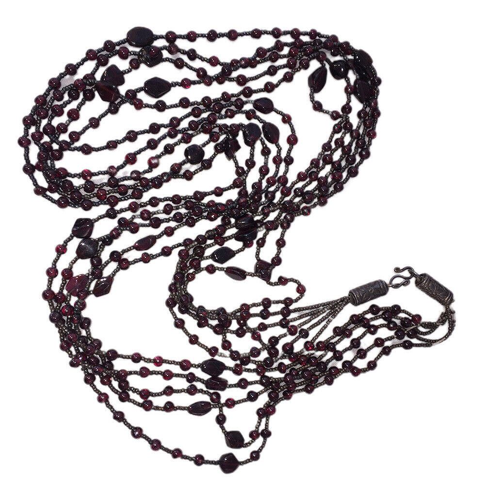 Designer Red Garnet and Sterling Silver Bead Multi Strand Necklace Size ONE SIZE - 3 Thumbnail