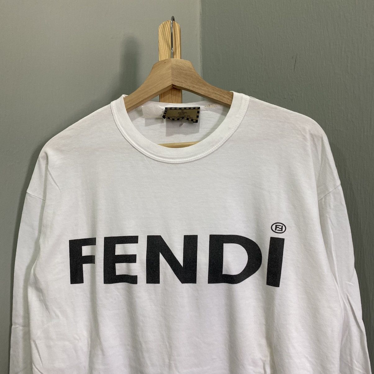 Fendi Vintage Fendi Big Logo Long Sleeve T-Shirt - White Size US M / EU 48-50 / 2 - 3 Thumbnail