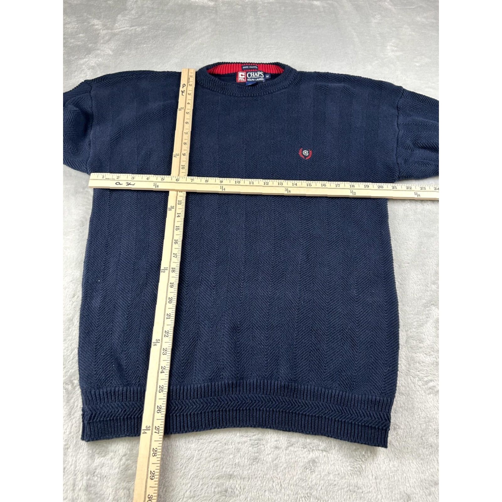 Chaps Chaps Ralph Lauren Sweater Men M Crewneck Navy Blue Herringbone Cotton Pullover Crest Size US M / EU 48-50 / 2 - 5 Thumbnail