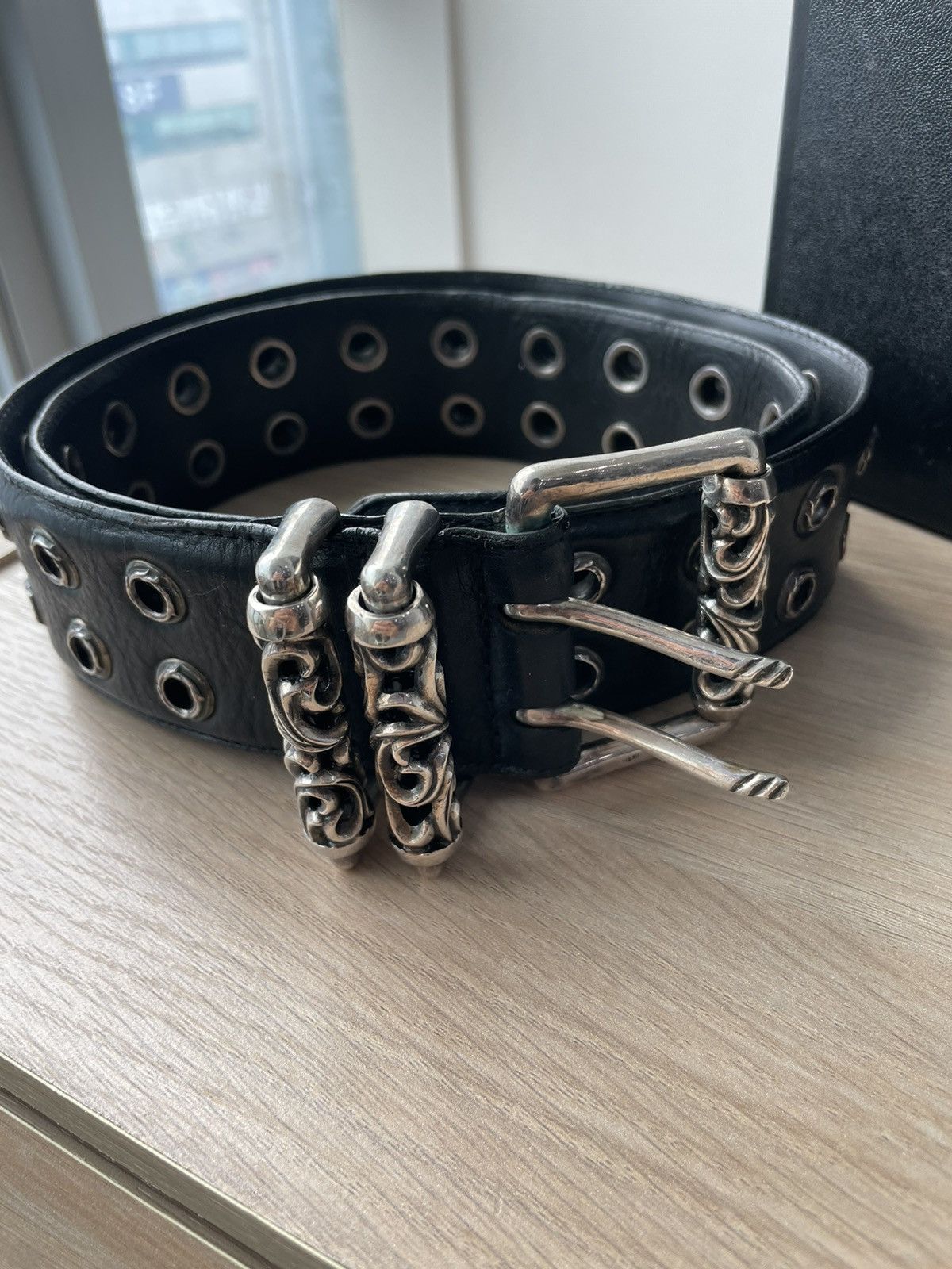 Pre-owned Chrome Hearts Leather Roller Belt In Black | ModeSens