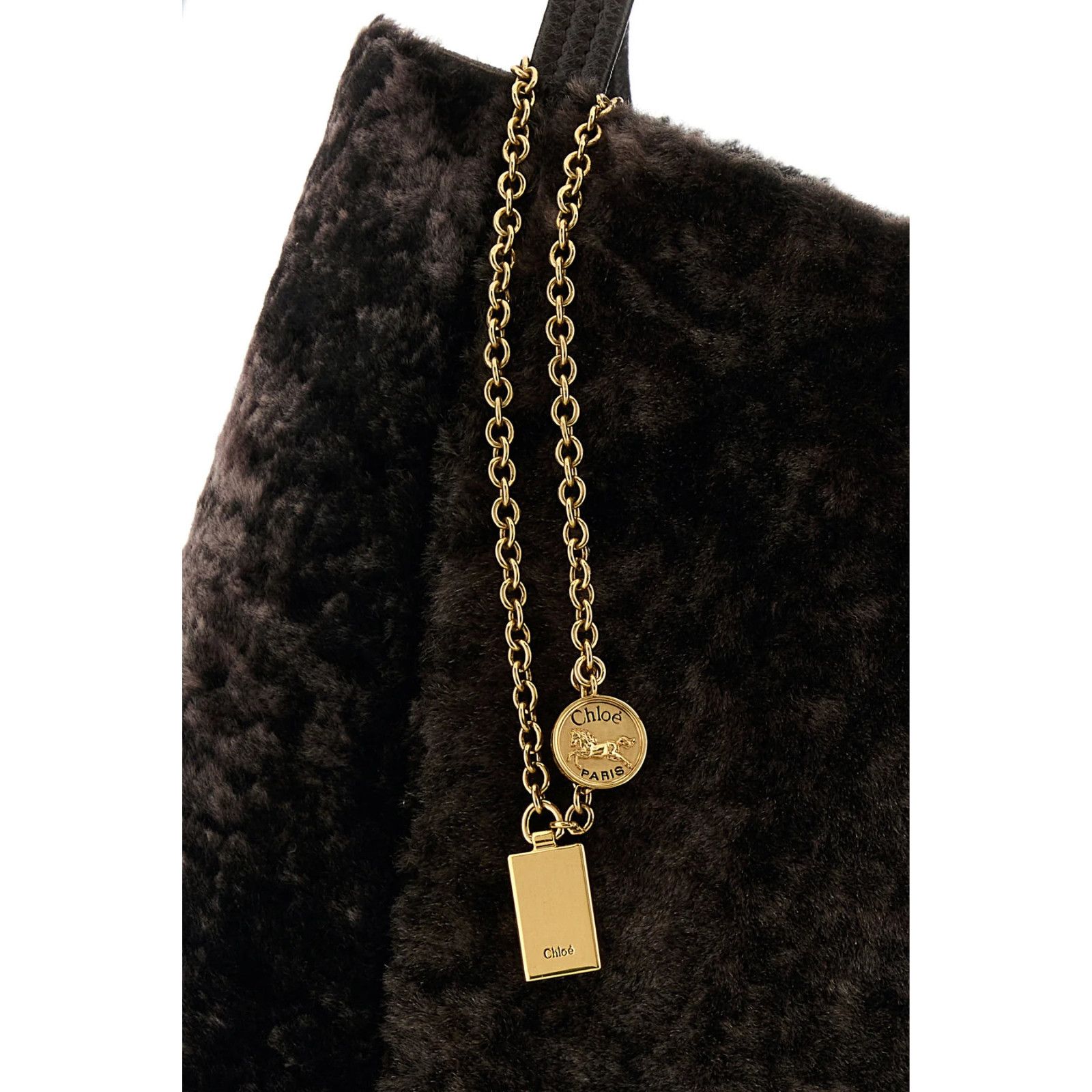 Chloe Chloe Large Spin Kohl Brown Shearling Tote Bag New & Authent Size ONE SIZE - 4 Thumbnail