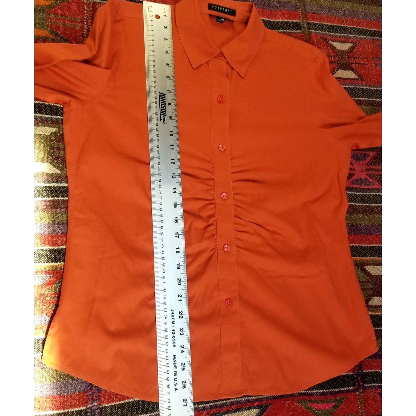 Vintage Foxcroft Women Blouse Shirt Long Sleeve Non-Iron Ruched Red Sz 10 Fitted Shirt Women Size L / US 10 / IT 46 - 4 Thumbnail