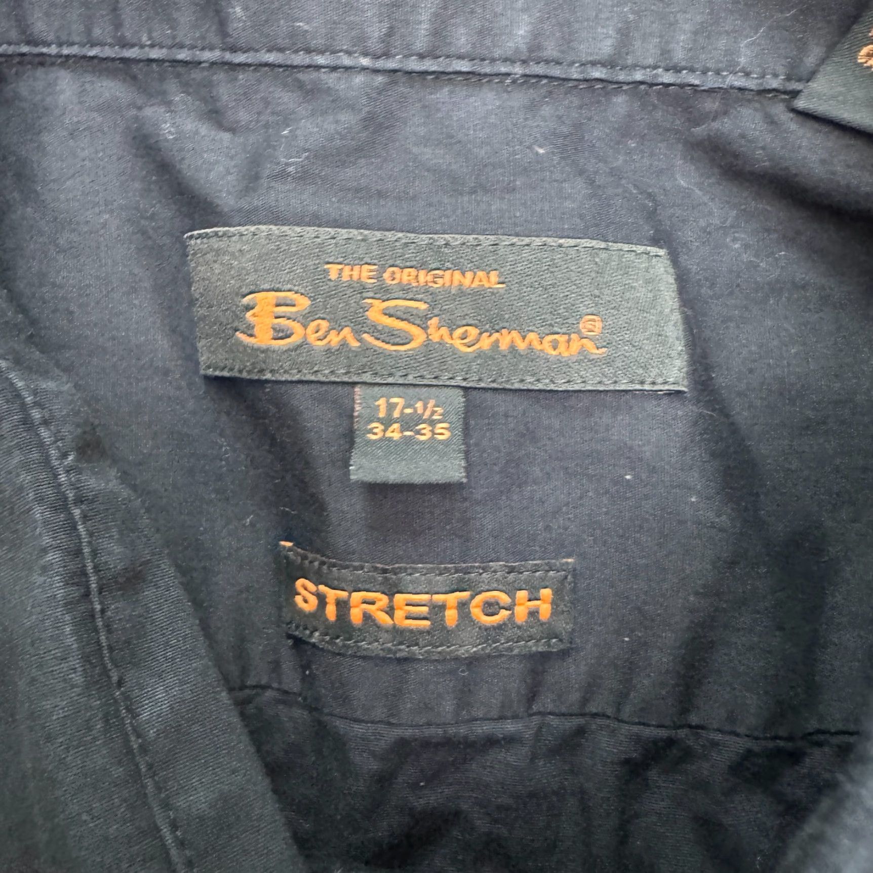 Ben Sherman Ben Sherman Dress Shirt Men 17.5 Neck 34-35 Black Cotton Spandex Stretch Classic Business Shirt Size 34R - 6 Thumbnail