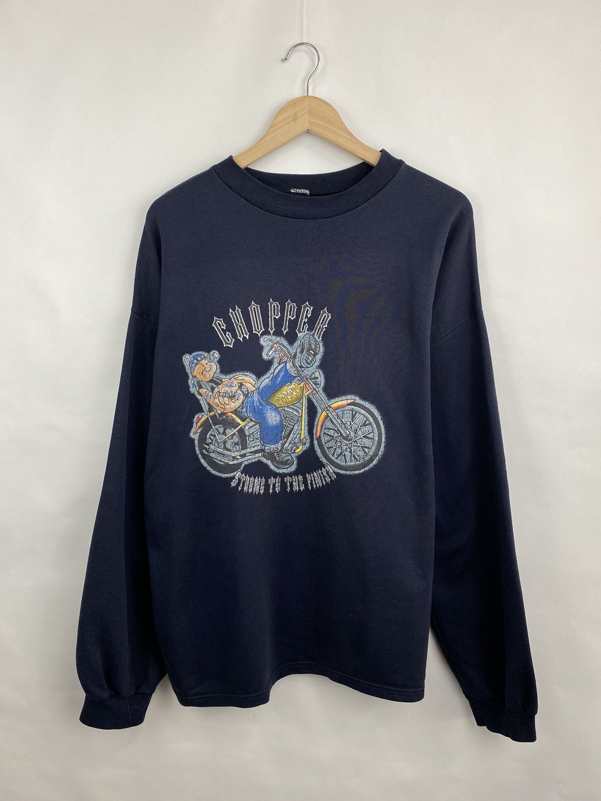 West Coast Choppers 🇺🇸 Vintage 80s Popeye Chopper Strong To The Finish Sweatshirt Size US XL / EU 56 / 4 - 3 Thumbnail